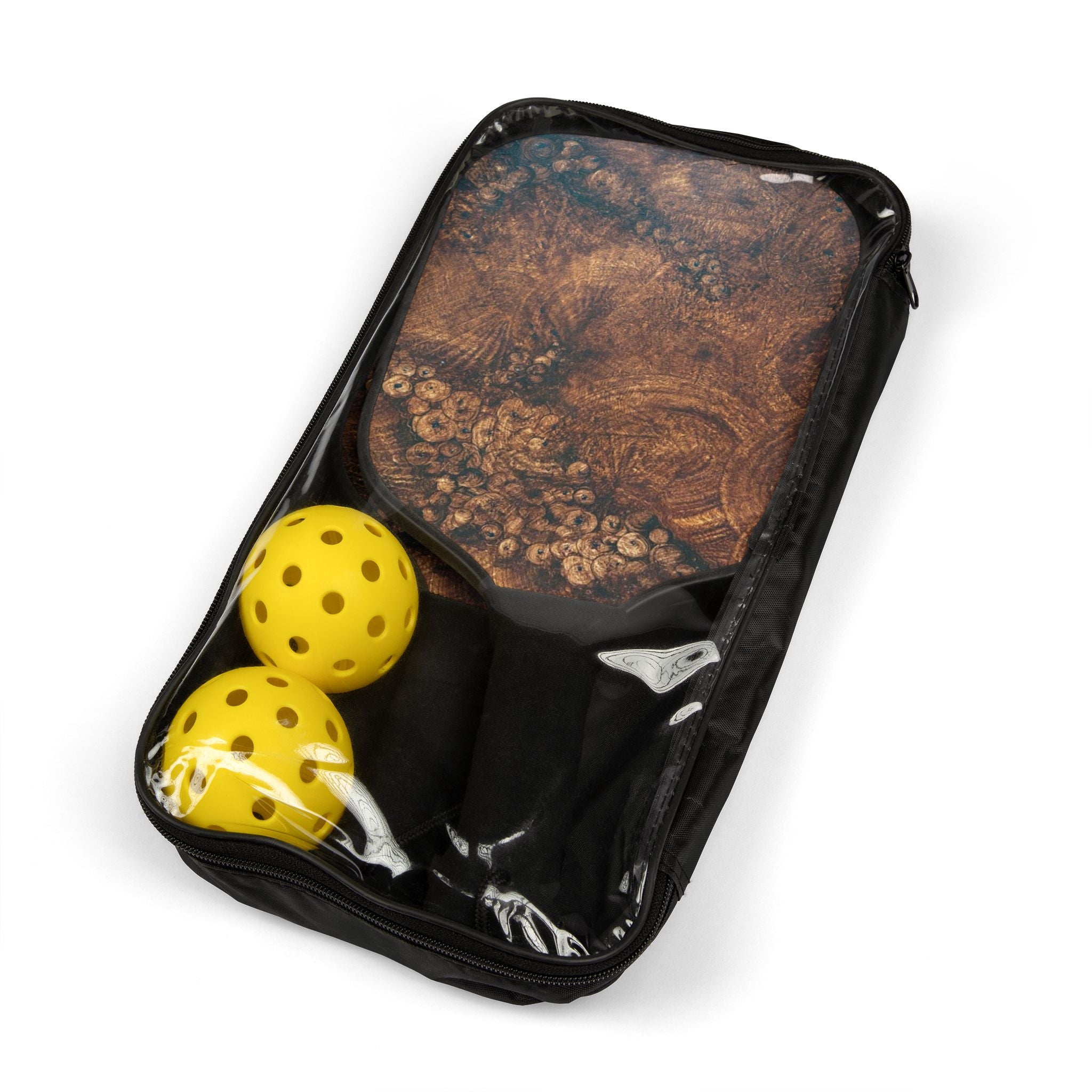 Burl Wood Pickleball Paddle Set painted by Studio Blitz