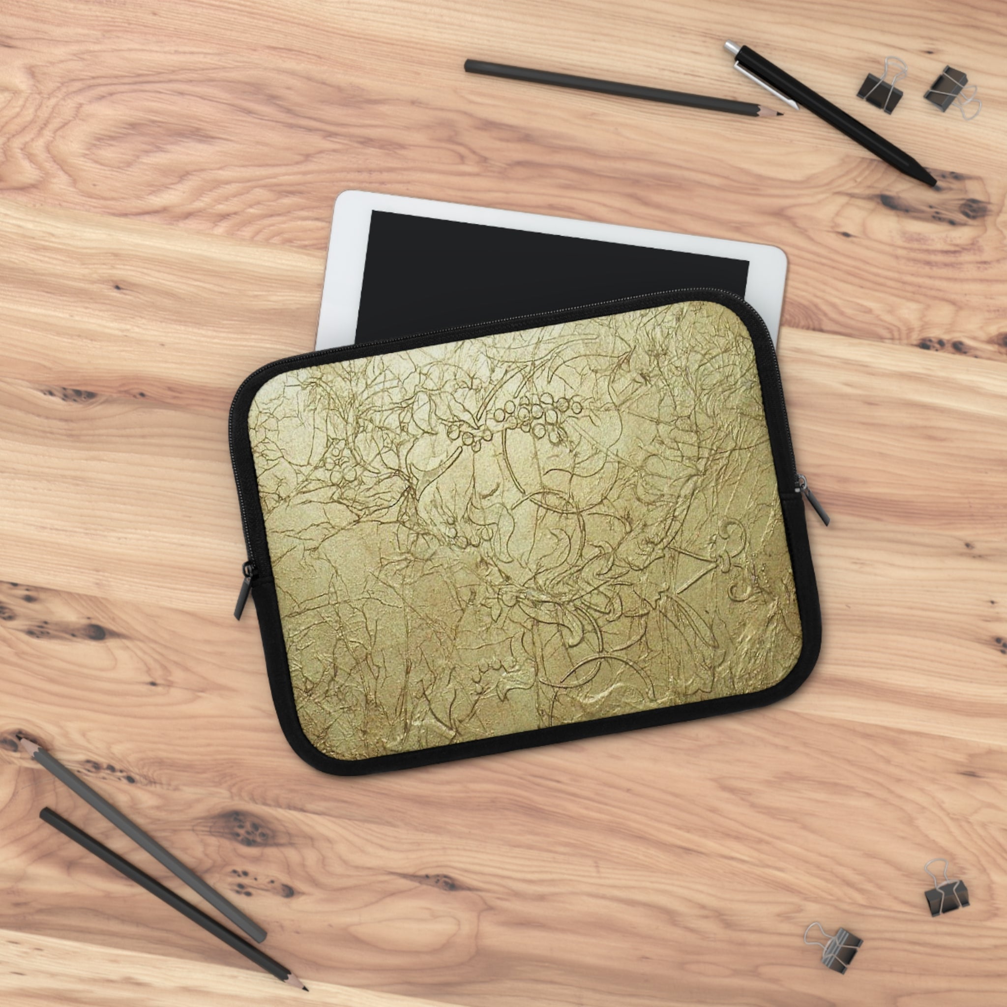 Elegant Laptop Sleeve with Gold Embossed Design by Studio Blitz