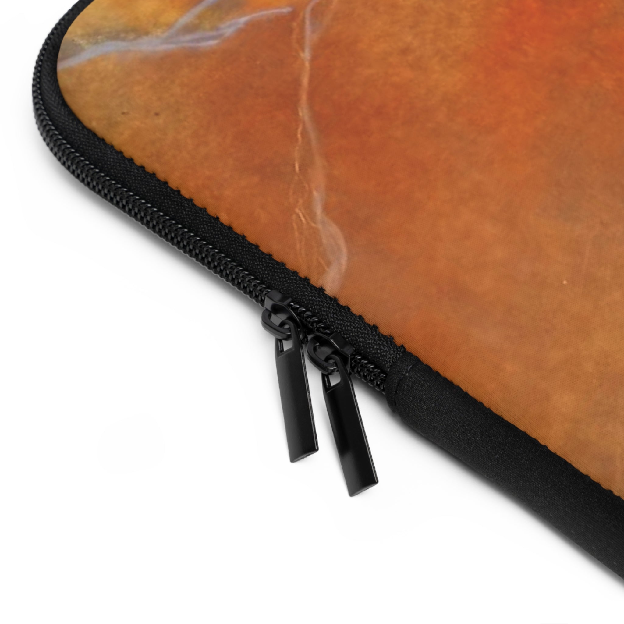 Stylish Laptop Sleeve in Red/Orange Modern Marble Design by Studio Blitz