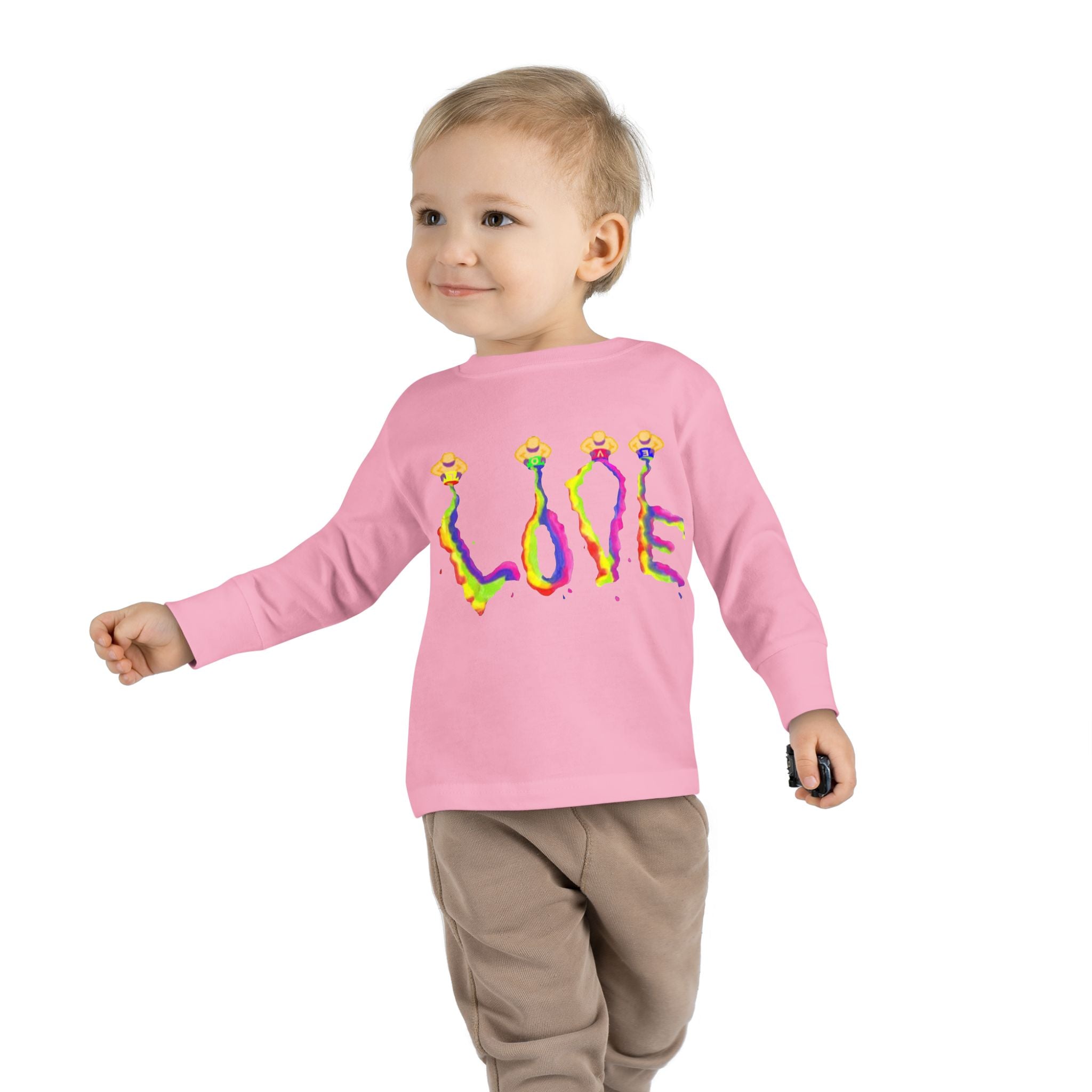 Toddler Long Sleeve Tee - It's All About Love in Bright Colors by Studio Blitz