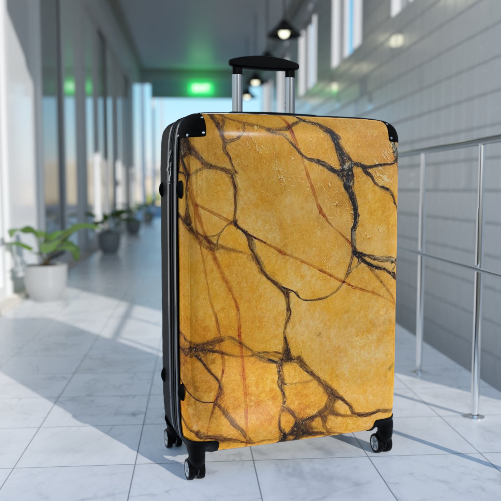 Fabulously Stylish Travel Suitcase in Gold Marble Art Design by Studio Blitz will certainly get you noticed