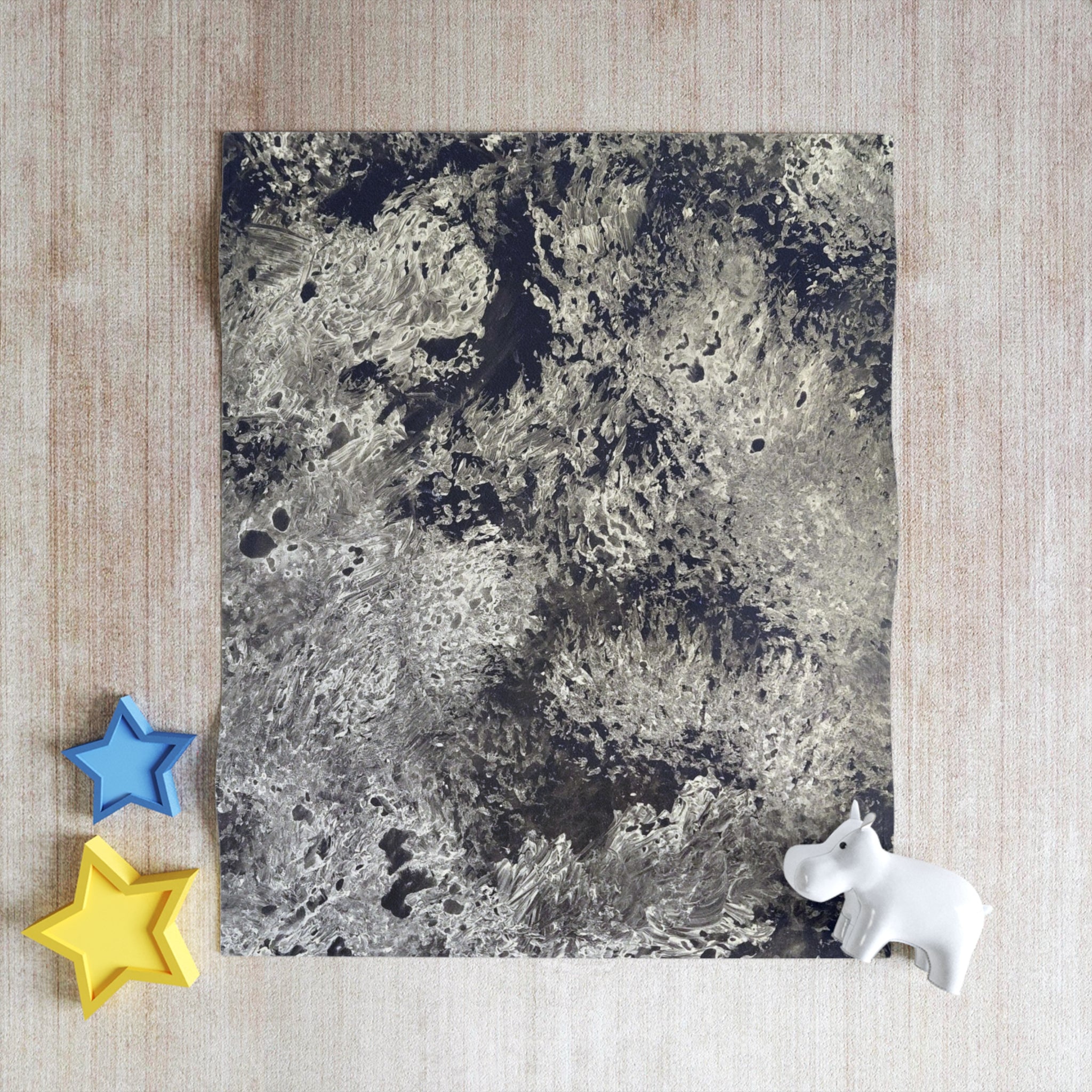 Abstract Throw Blanket - Dramatic Black & White Design by Studio Blitz