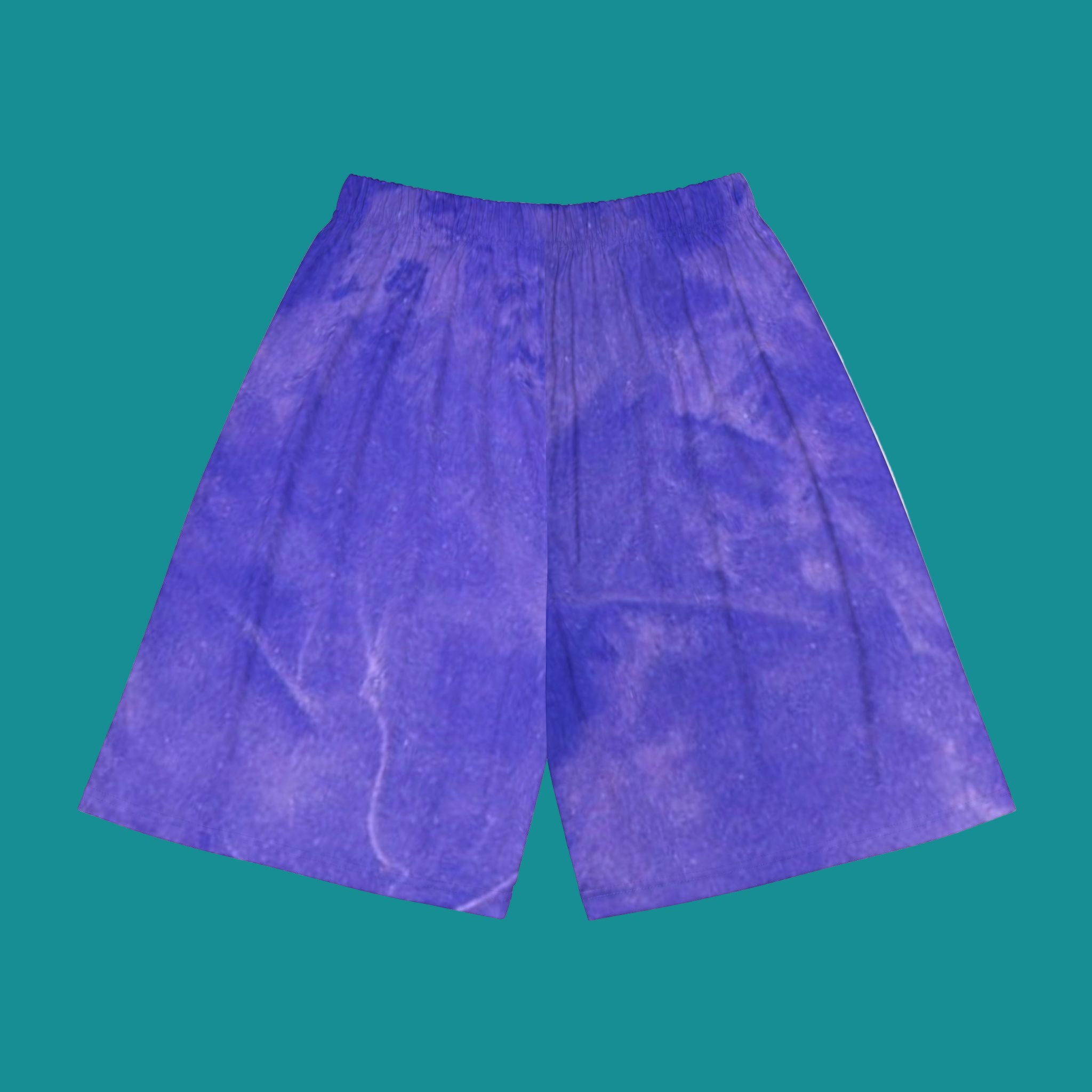 Blue shorts on a teal background