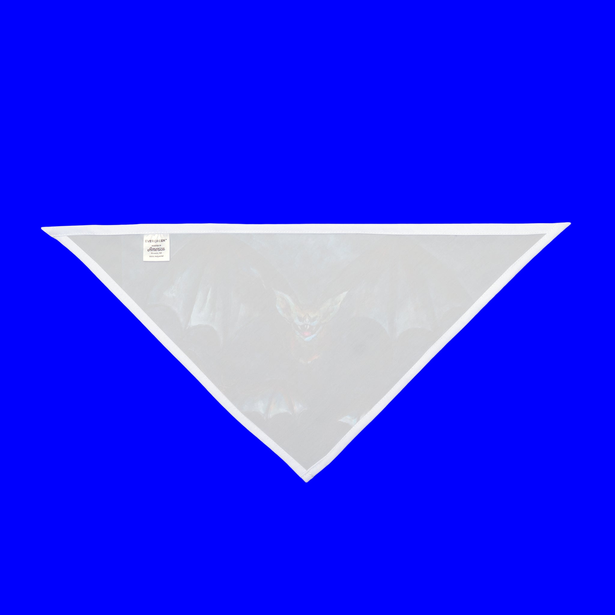 White triangle-shaped product on a blue background