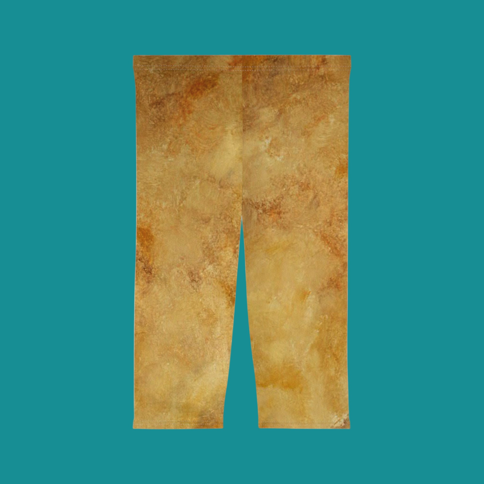 Abstract brown print design in capri legginngs