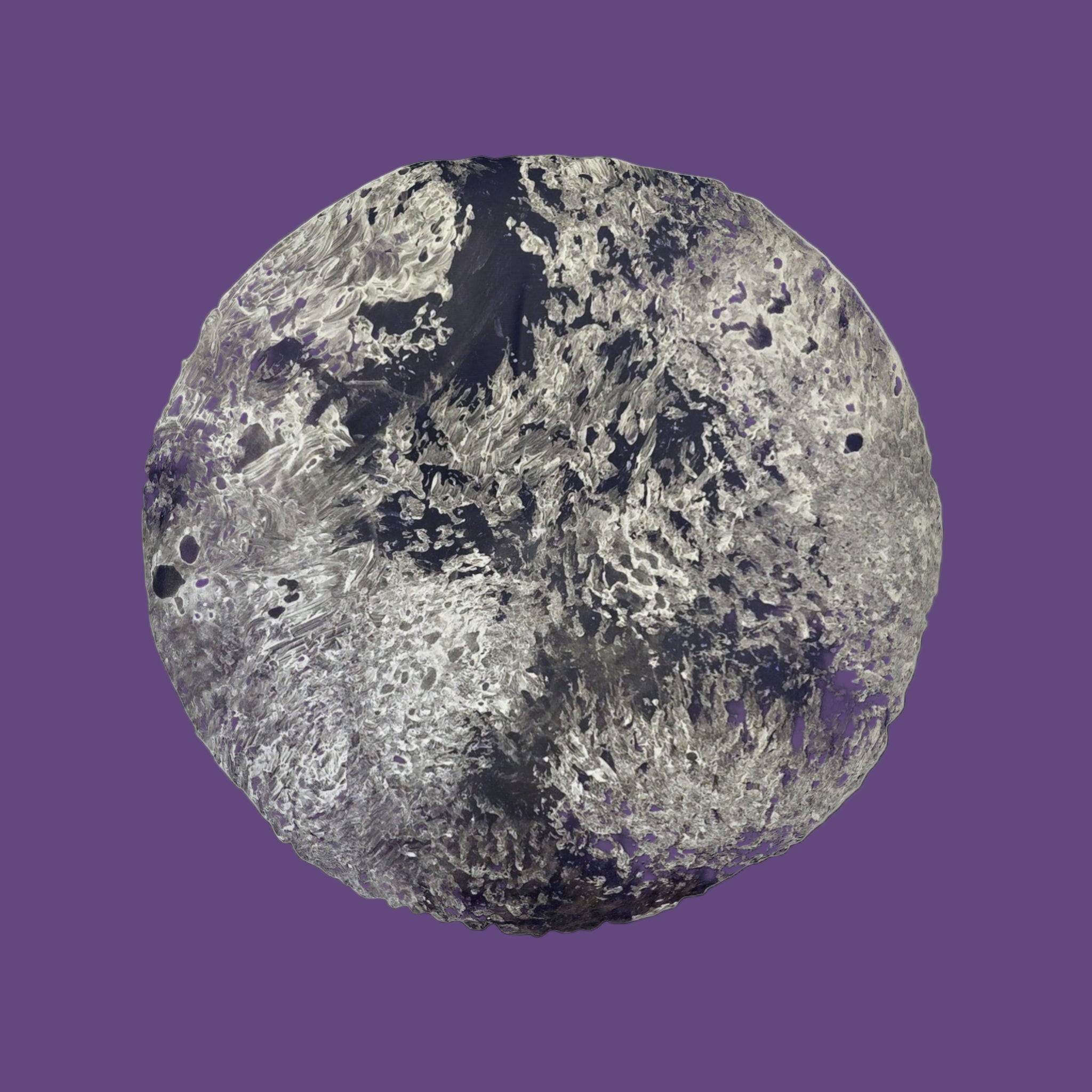 Unique Close-up of a lunar looking surface floor pillow with craters