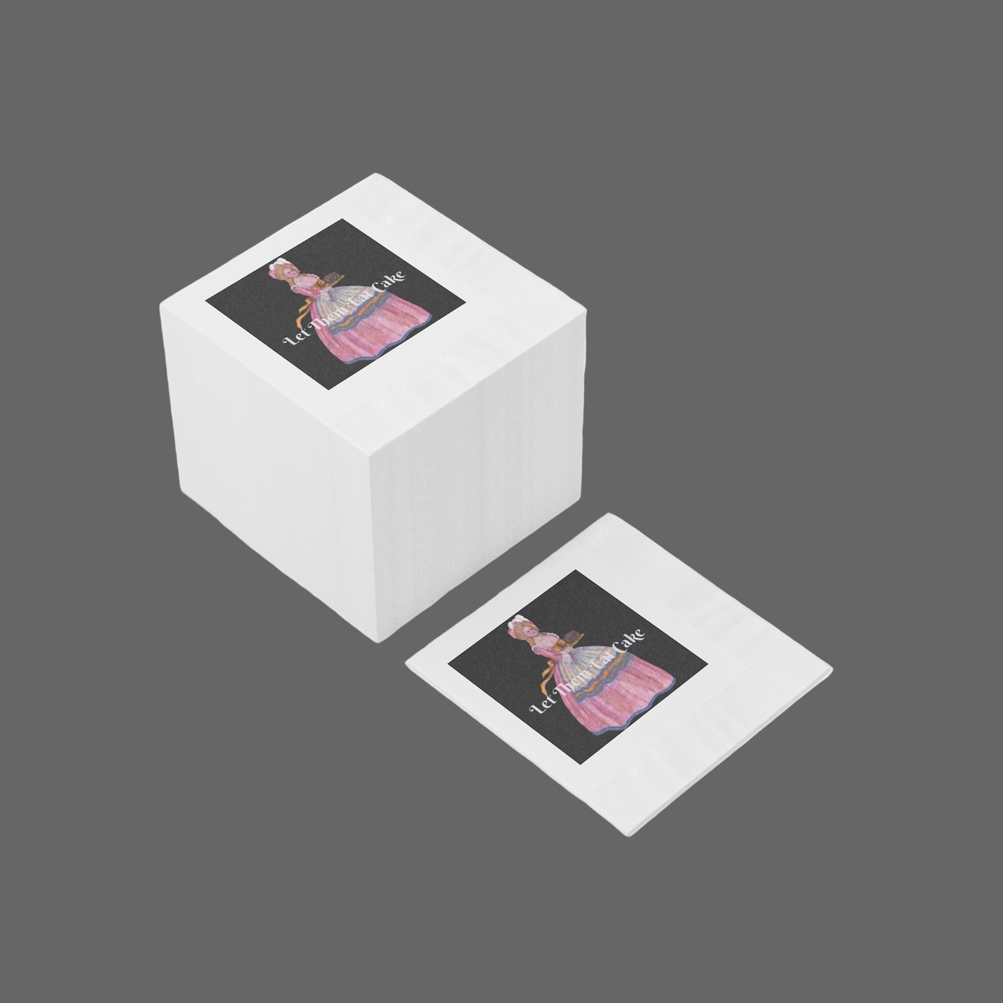 Two white boxes with images of a dress on them against a white background