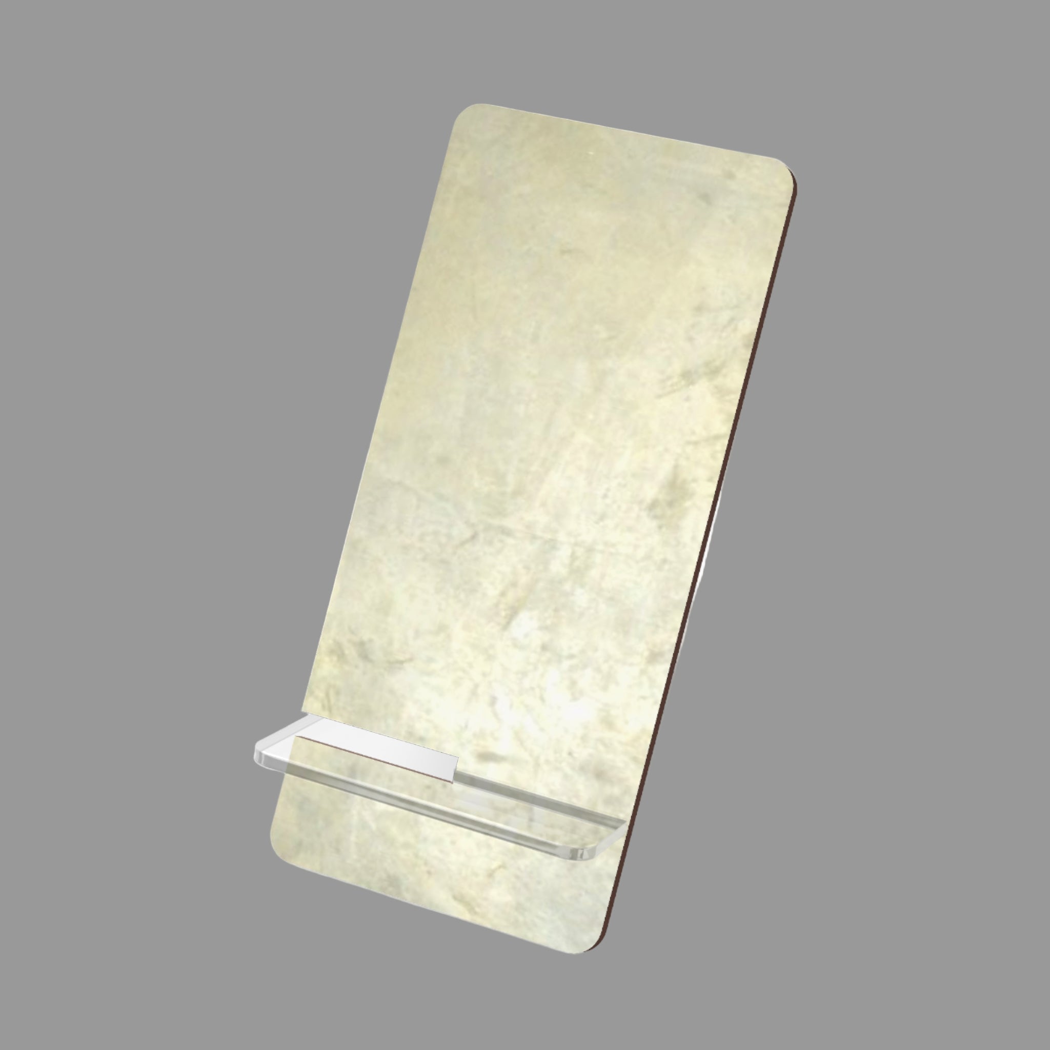 Rectangular phone stand with marble pattern on a light background