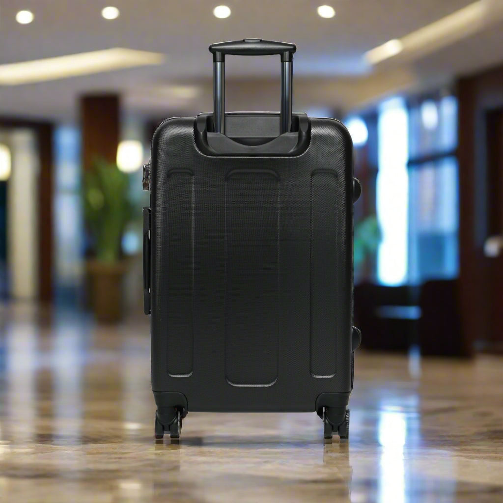 Black suitcase on a white background