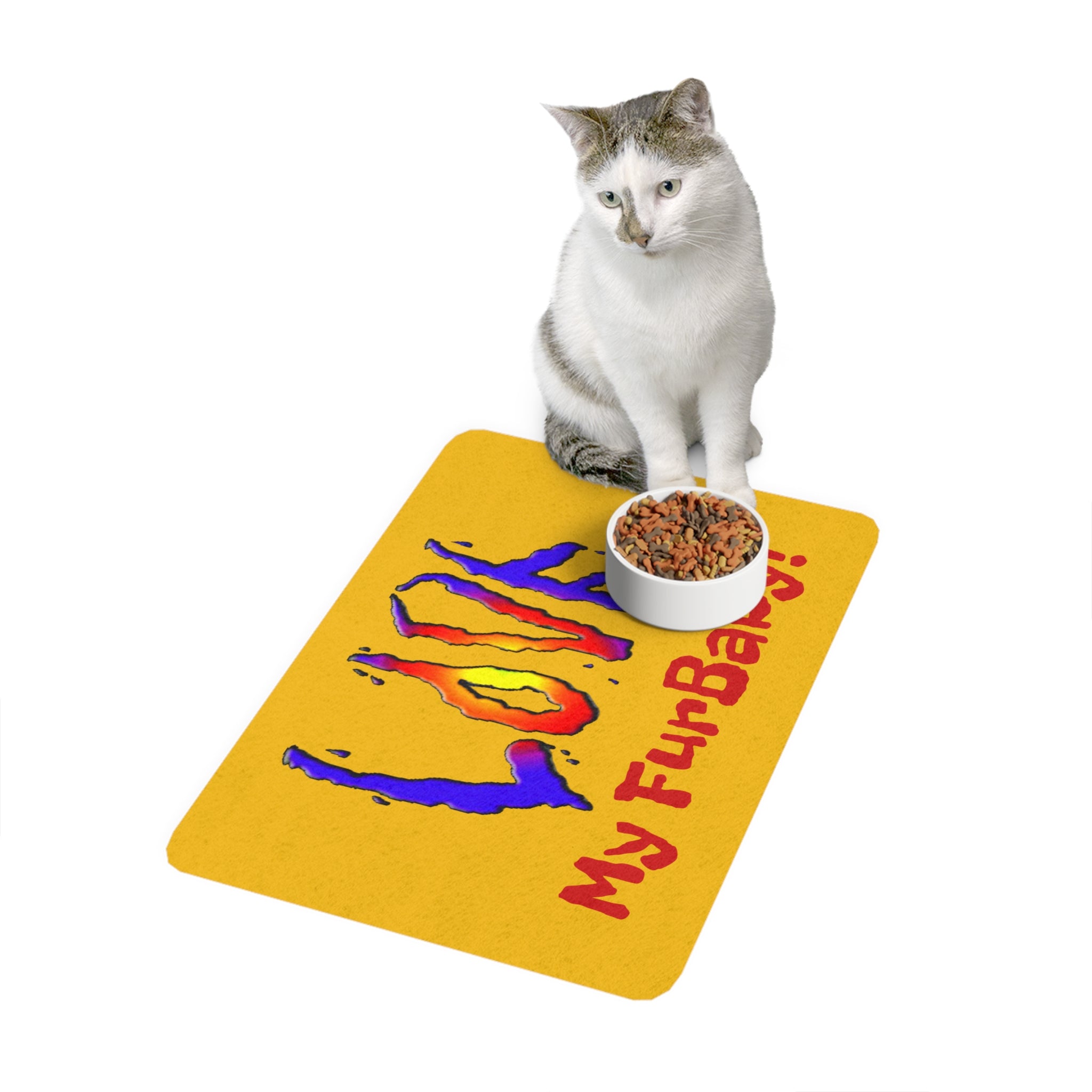 Colorful Pet Food Mat - "Love My FurBaby!" Designed by Studio Blitz