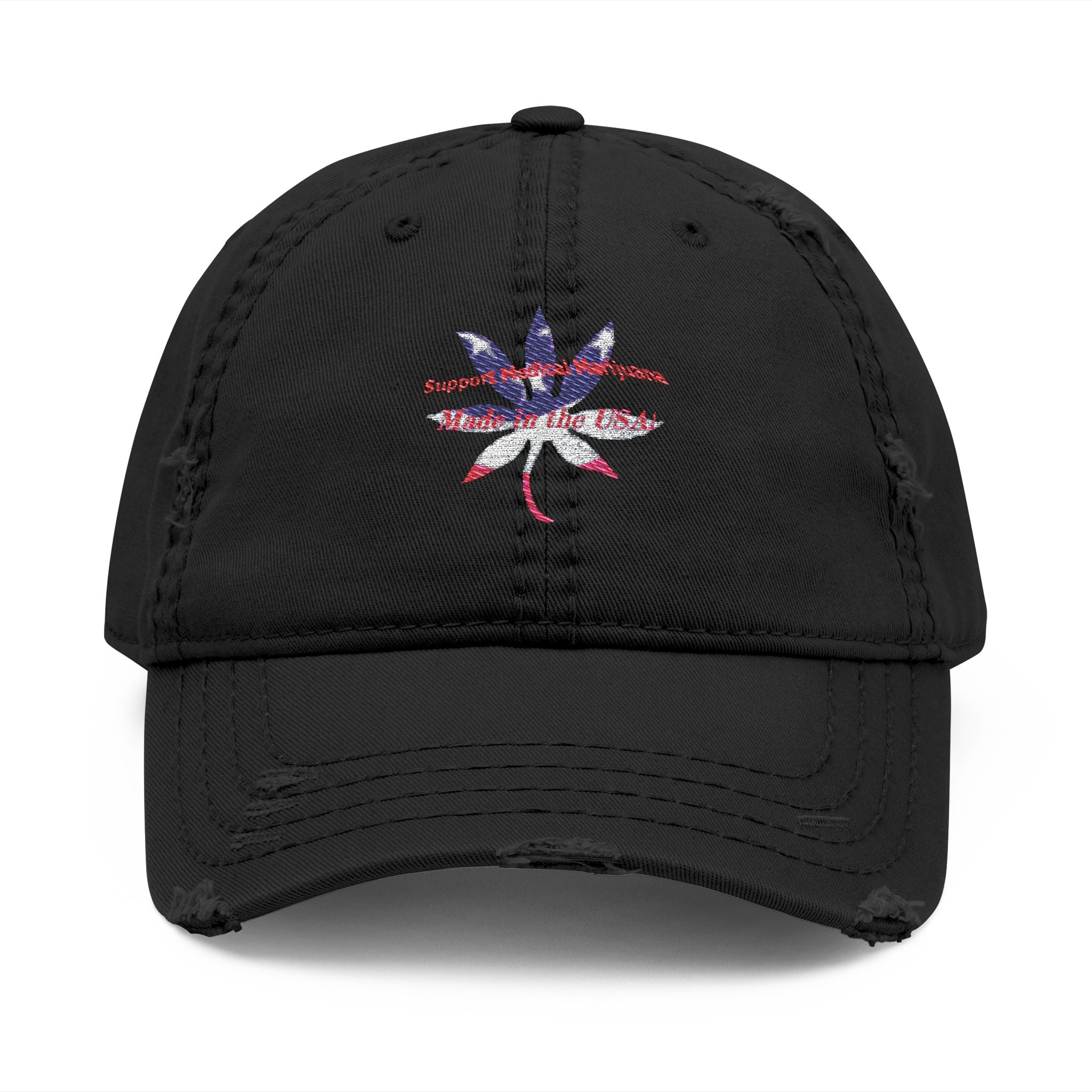 Distressed Embroidered Hat - Medical Marijuana designed by Studio Blitz