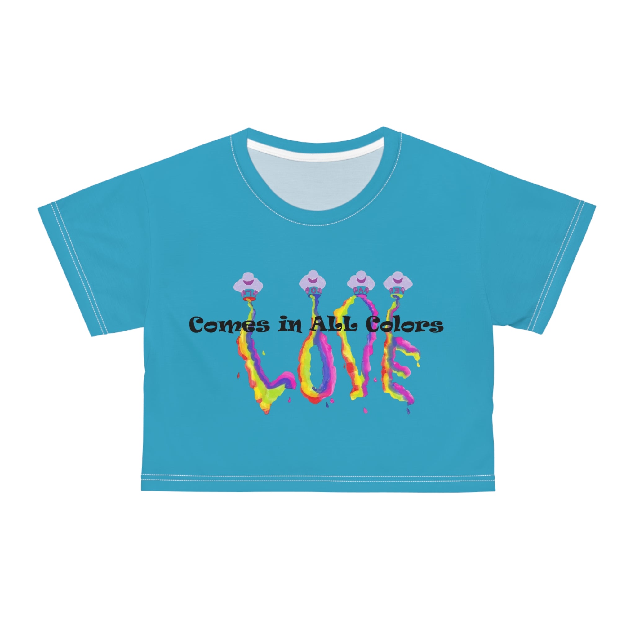 Colorful LOVE Crop Tee for Women designed by Studio Blitz
