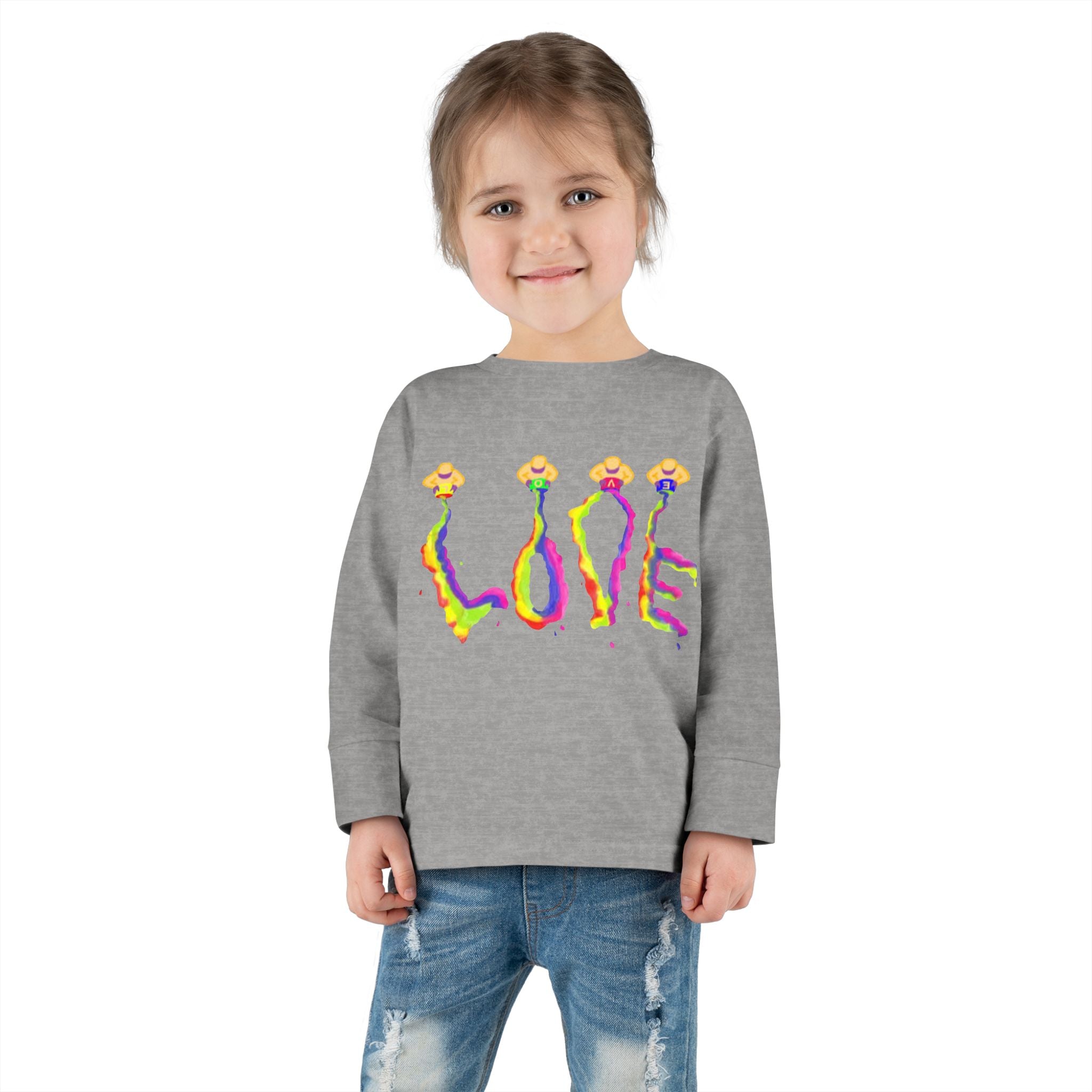 Toddler Long Sleeve Tee - It's All About Love in Bright Colors by Studio Blitz