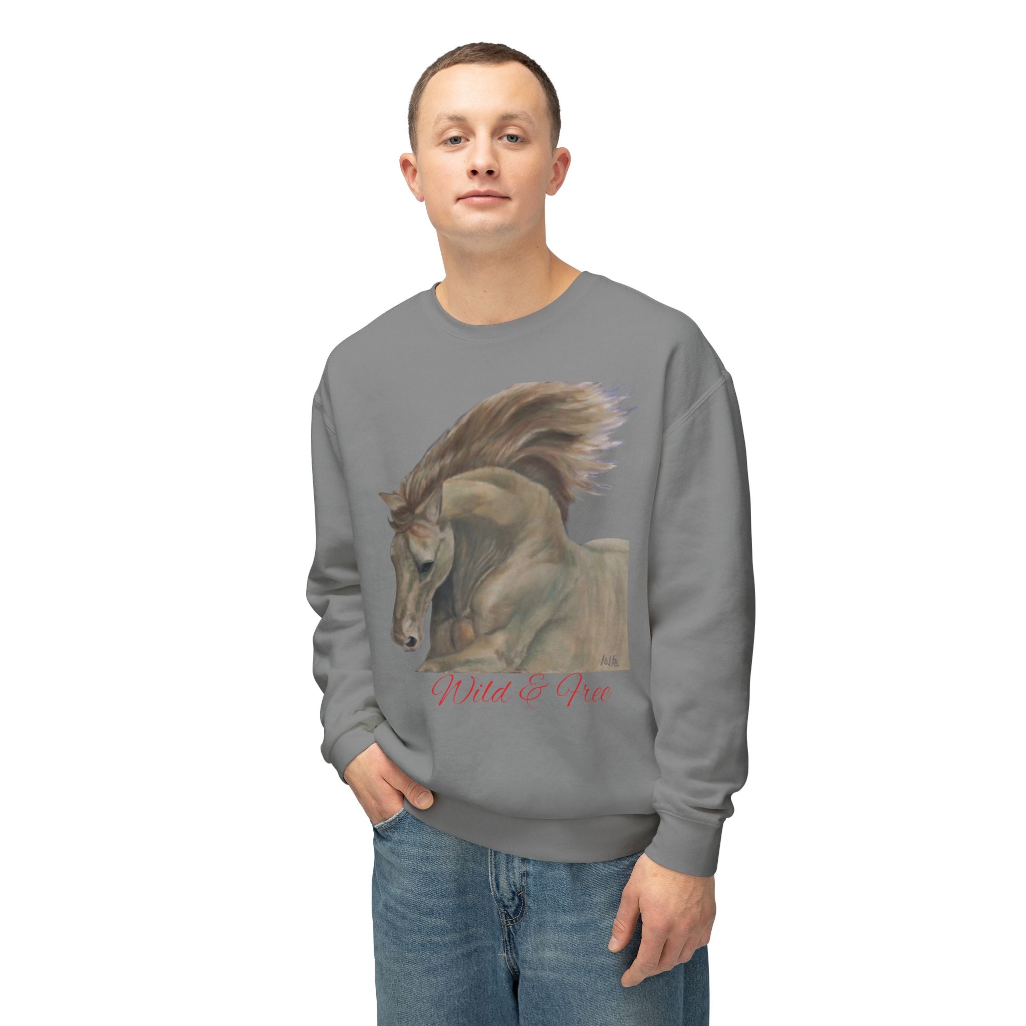 Horse Lovers Unisex Sweatshirt - Wild & Free Art Design by Studio Blitz