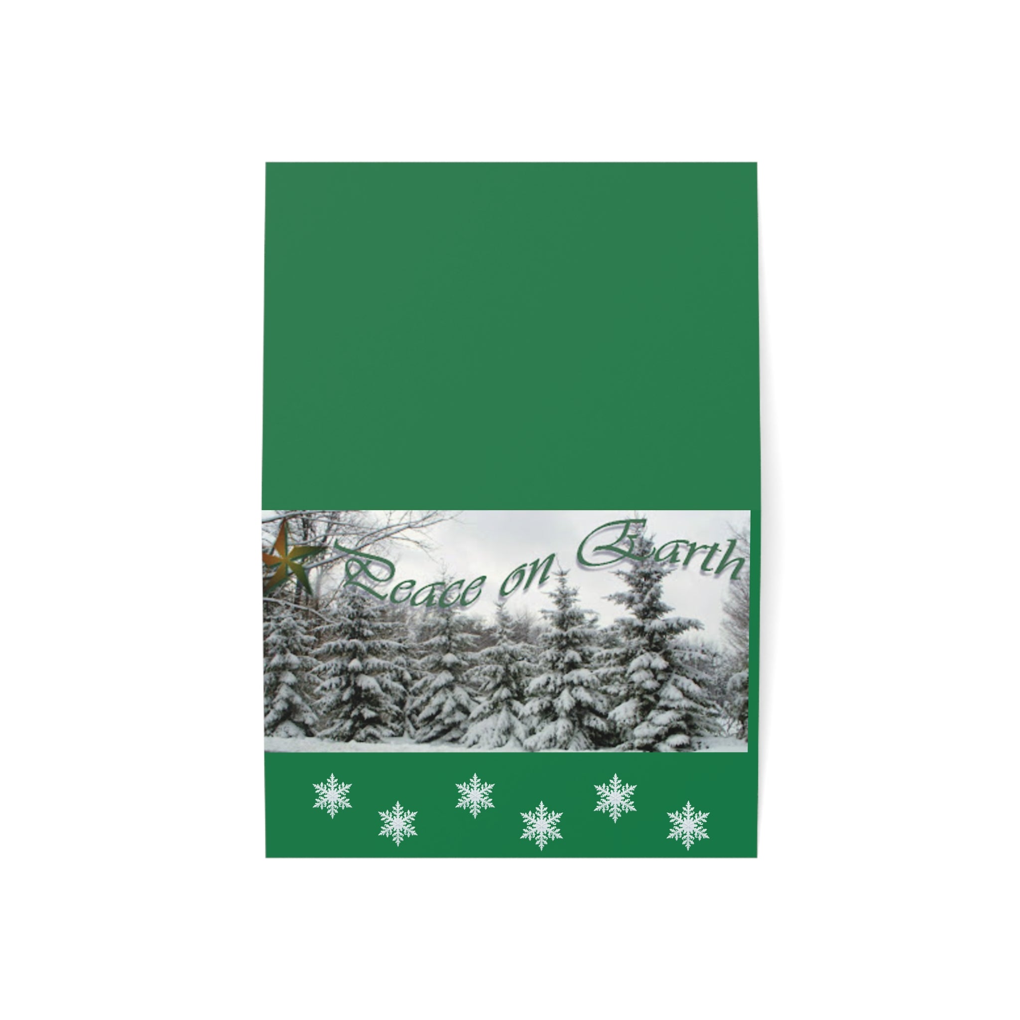 Peace on Earth Holiday Greeting Cards in a Snowy Pine Forest (Pack of 1/10/30/50)