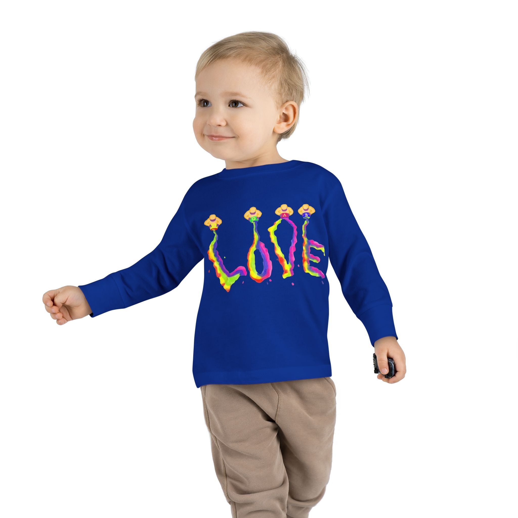 Toddler Long Sleeve Tee - It's All About Love in Bright Colors by Studio Blitz