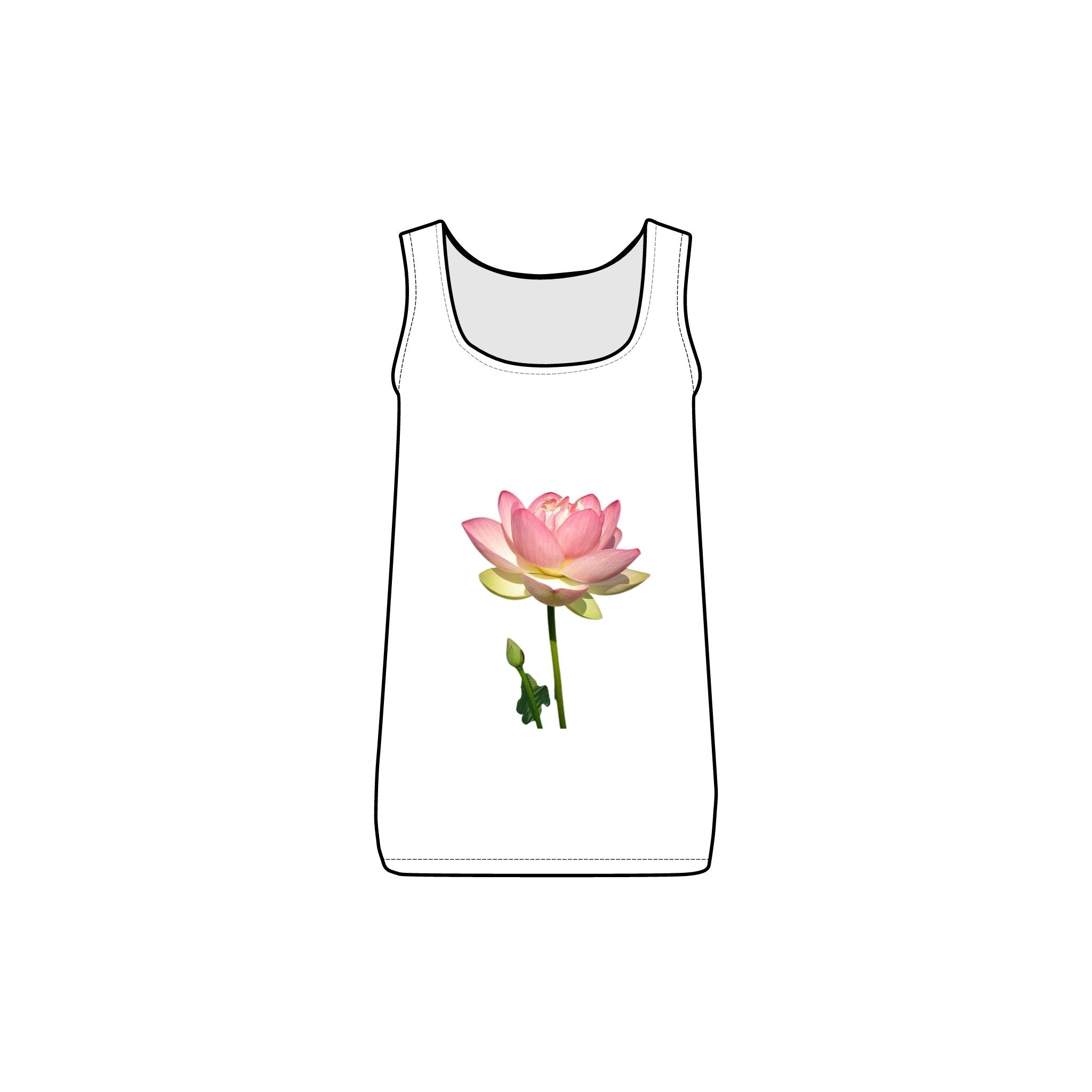 Women's Long Tank - Pink Lotus Flower Studio Blitz Design