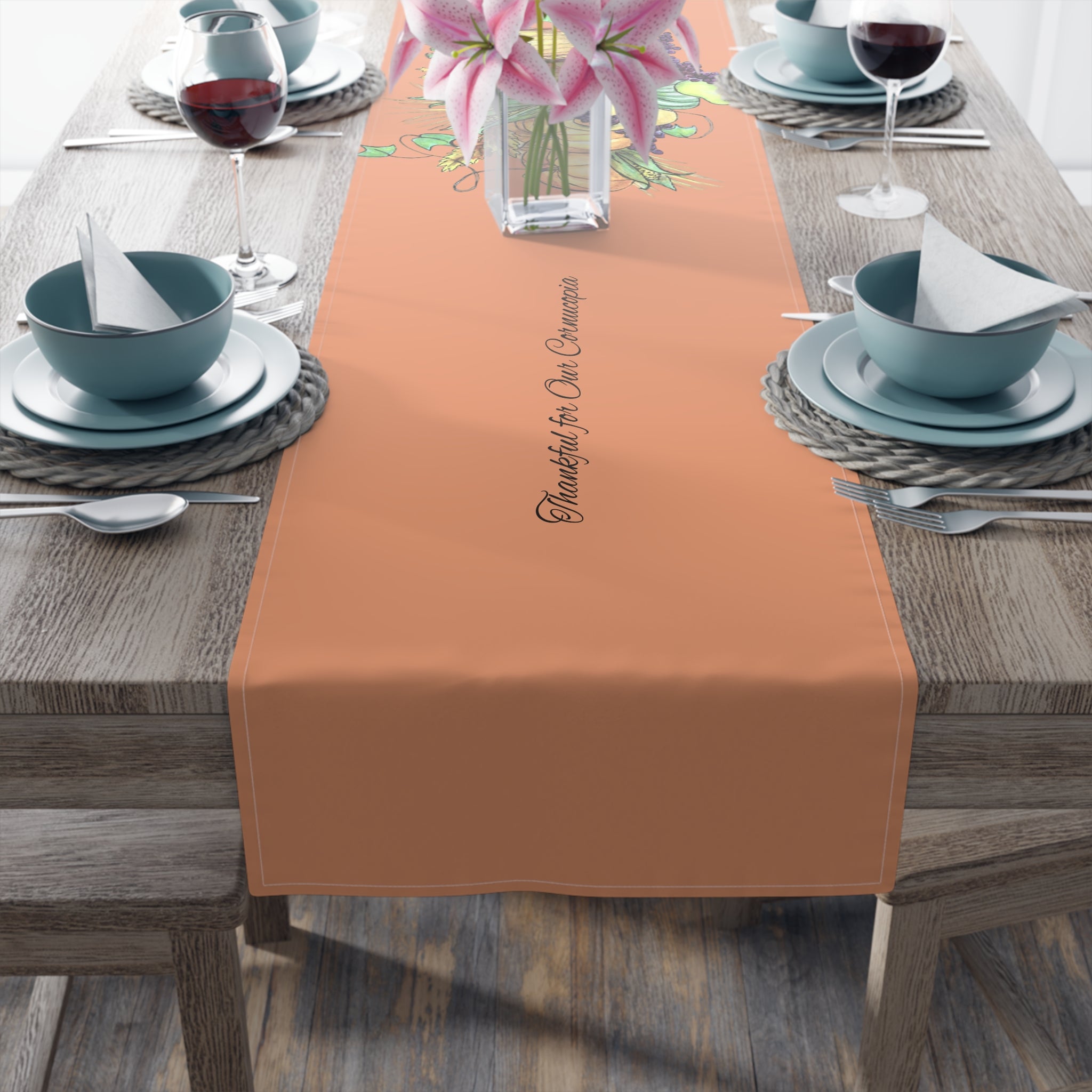 Table Runner - Thankful for Our Cornucopia of Blessings (Cotton, Poly) by Studio Blitz