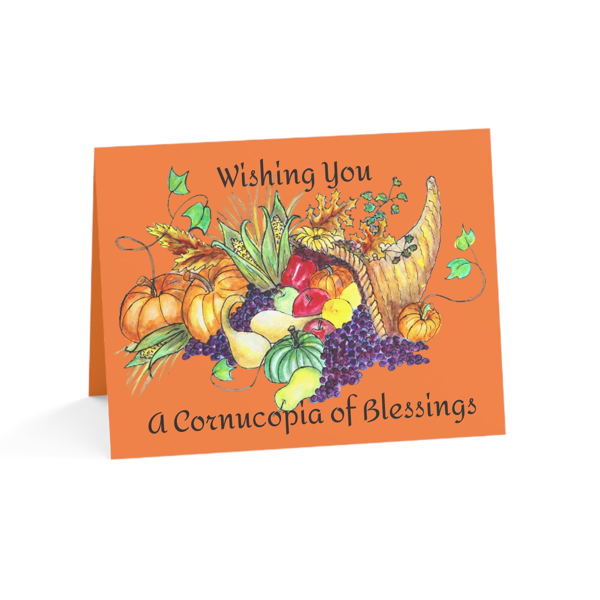 Cornucopia Thanksgiving Greeting Cards painted by Studio Blitz