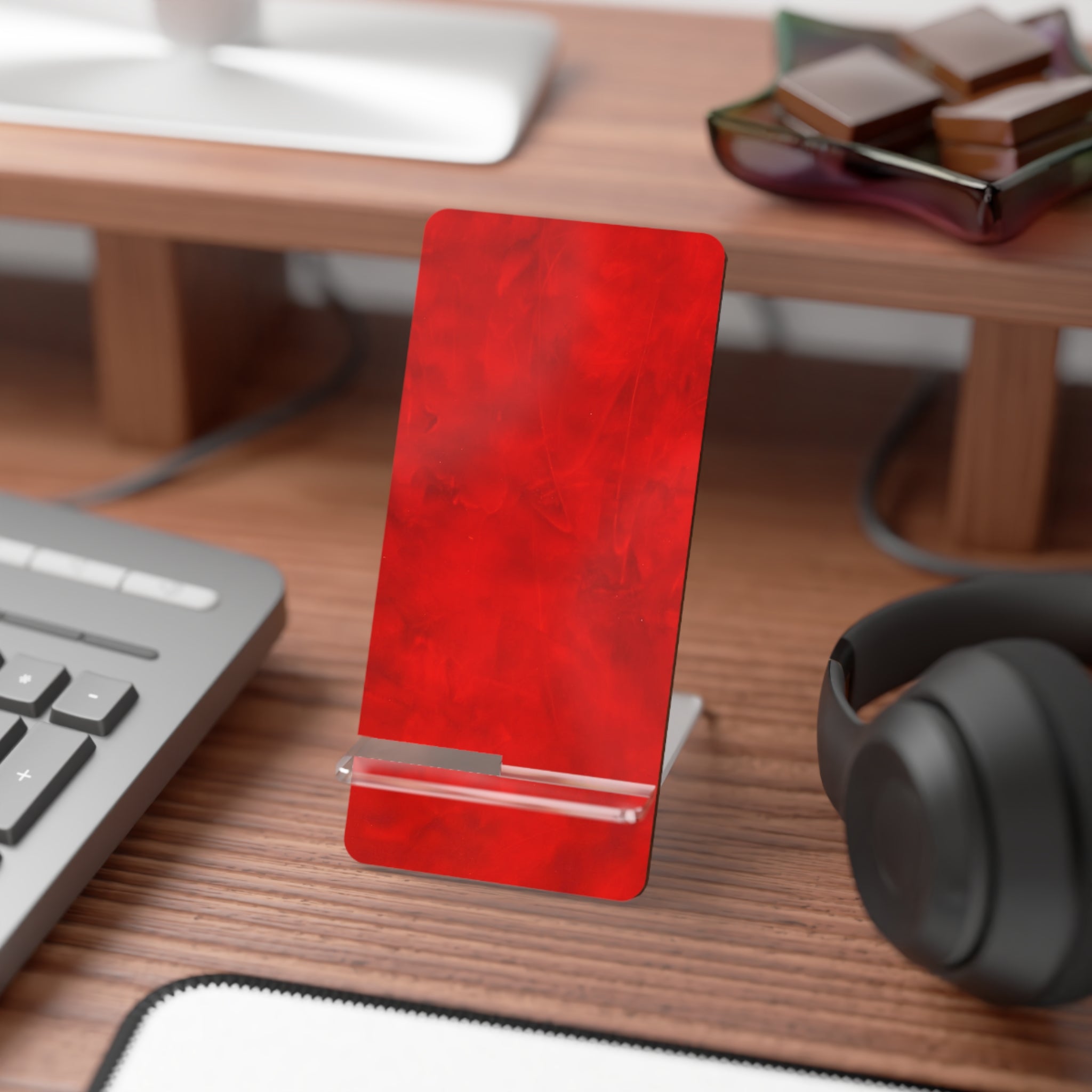 Eye Catching Phone Stand - Leather-like Red Display Stand by Studio Blitz