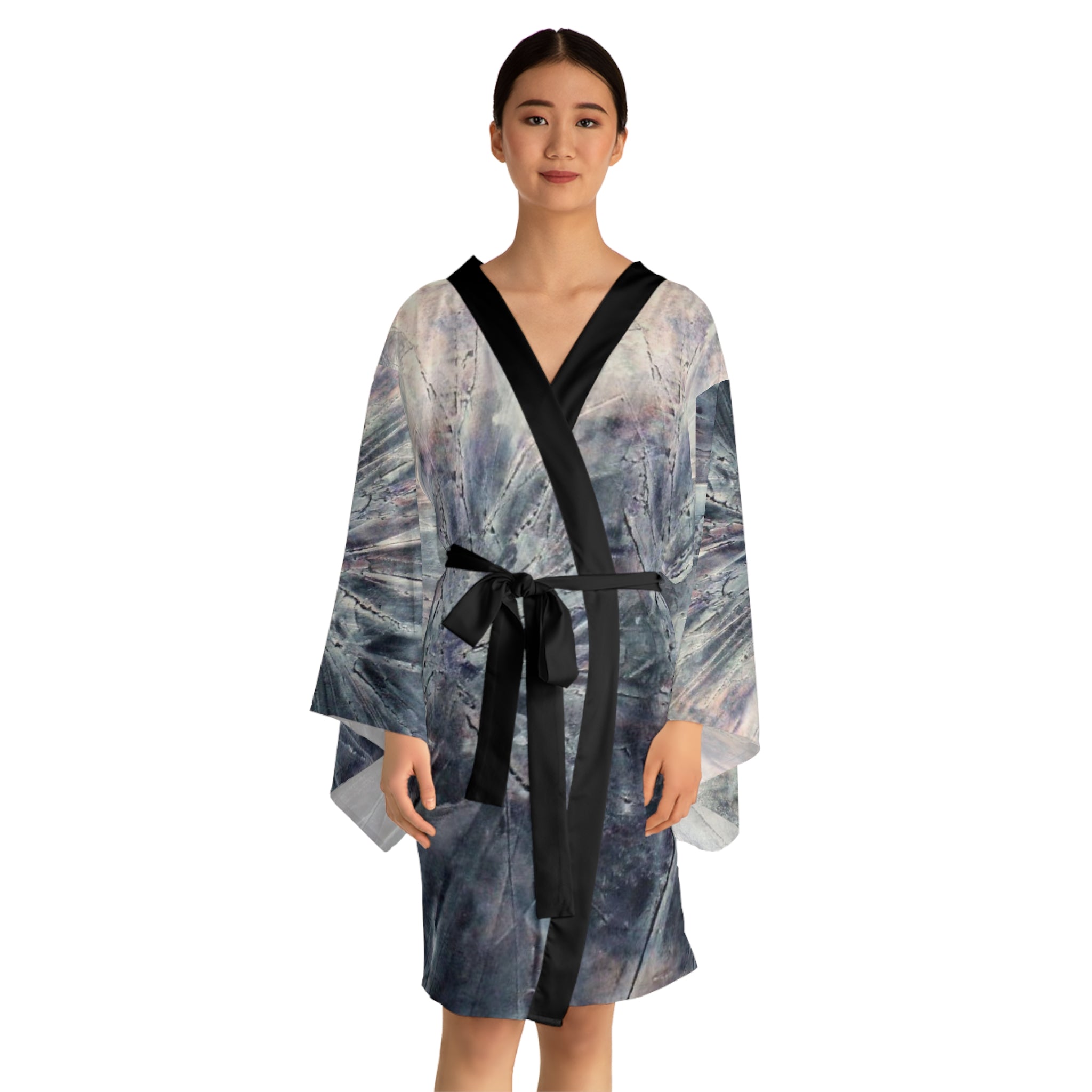 Kimono Robe - Silver Abstract Design by Studio Blitz