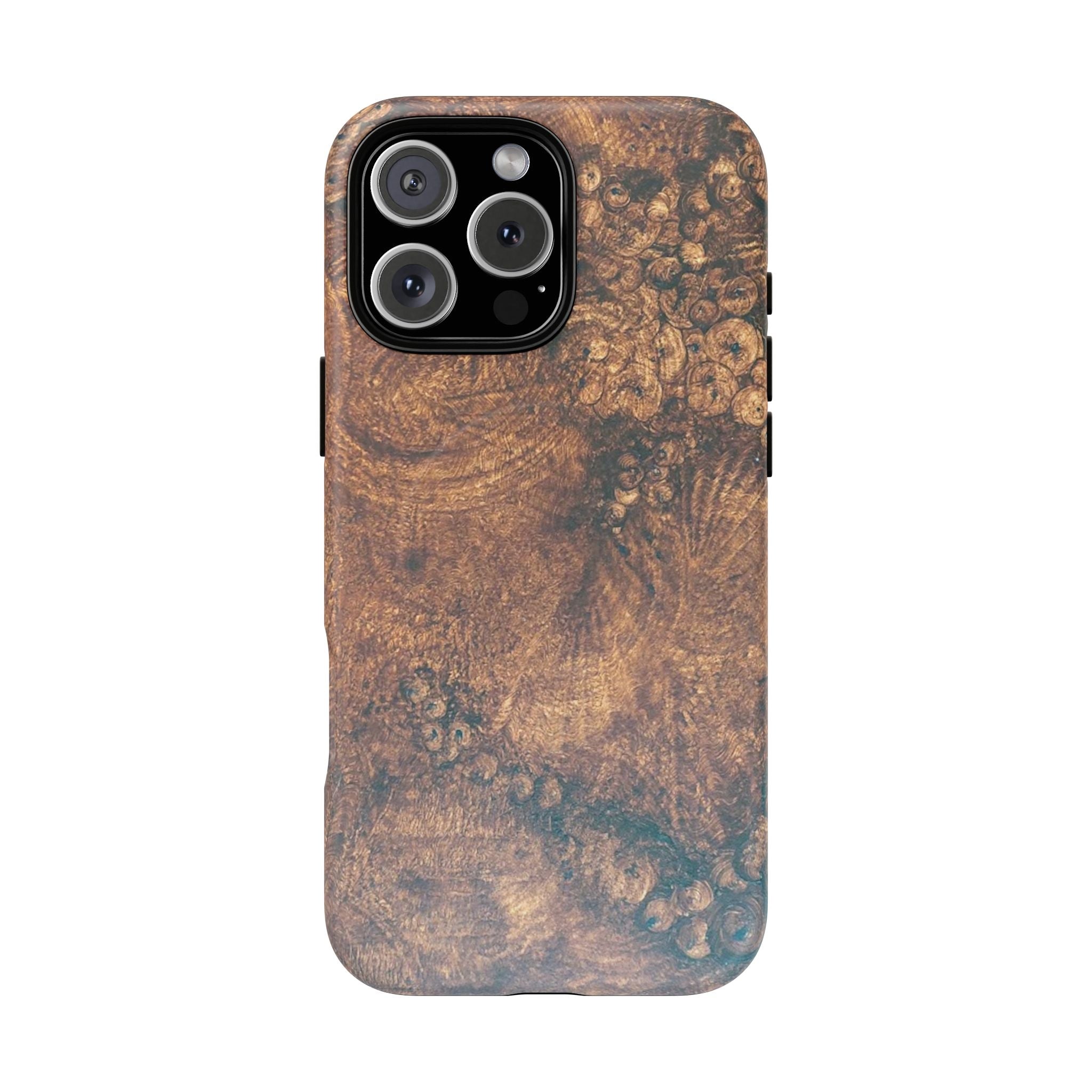Durable Magnetic Phone Case with Unique Burl Wood Art Design by Studio Blitz that will make people take notice.