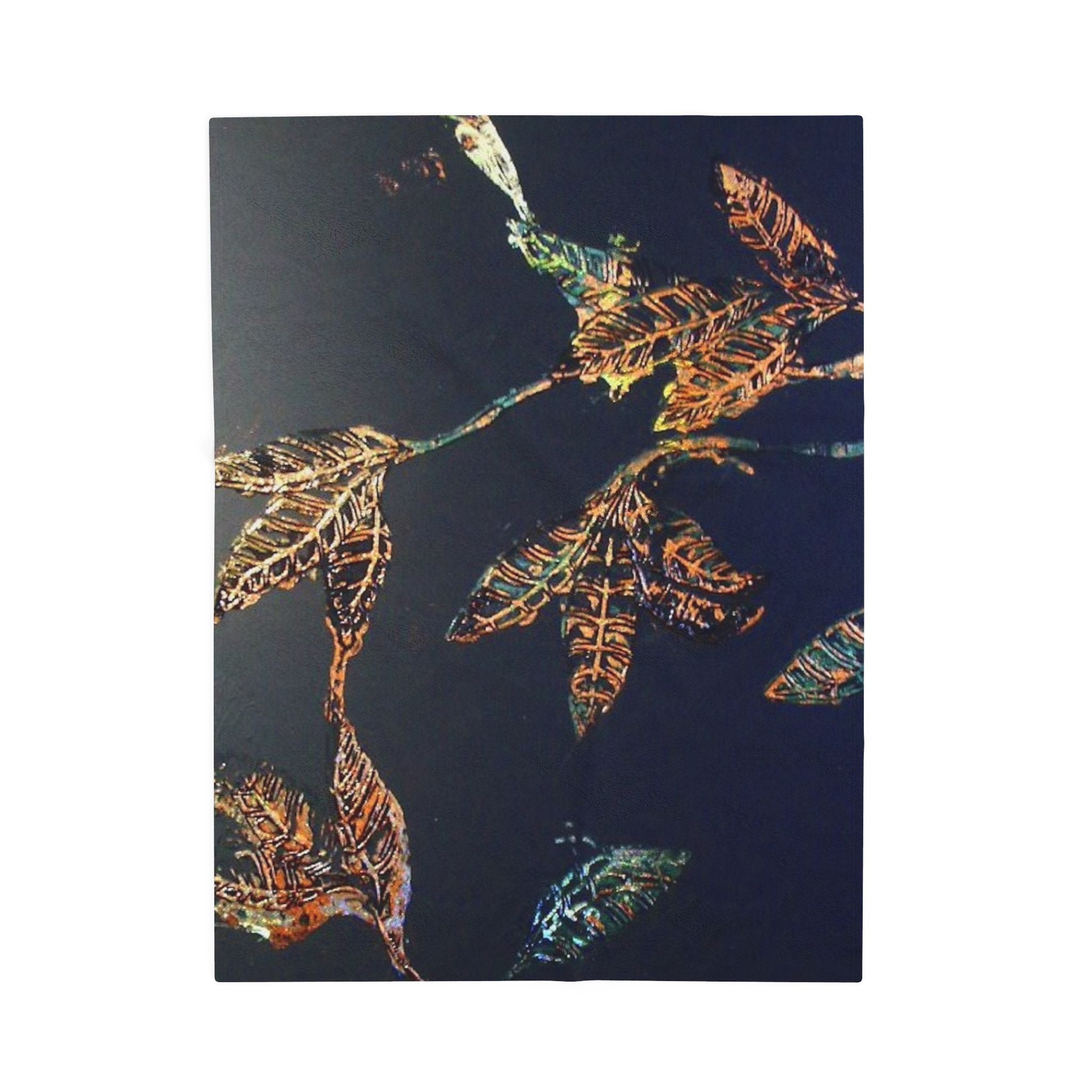 Velveteen Blanket Black Gold Leaf Art Studio Blitz
