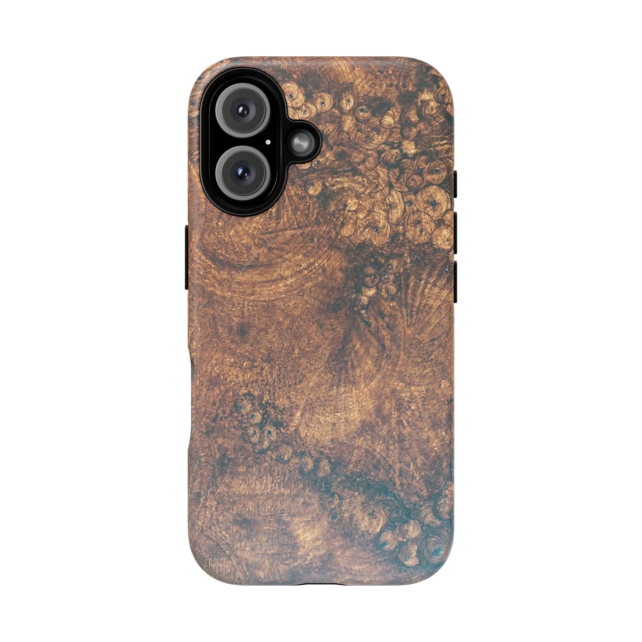 Durable Magnetic Phone Case with Unique Burl Wood Art Design by Studio Blitz that will make people take notice.