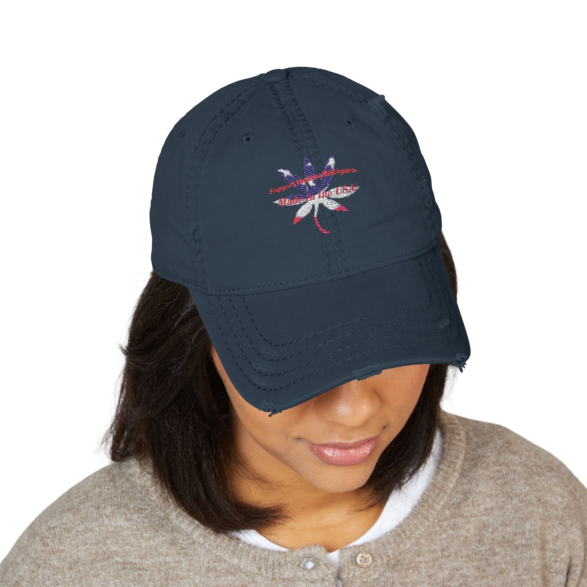 Distressed Embroidered Hat - Medical Marijuana designed by Studio Blitz