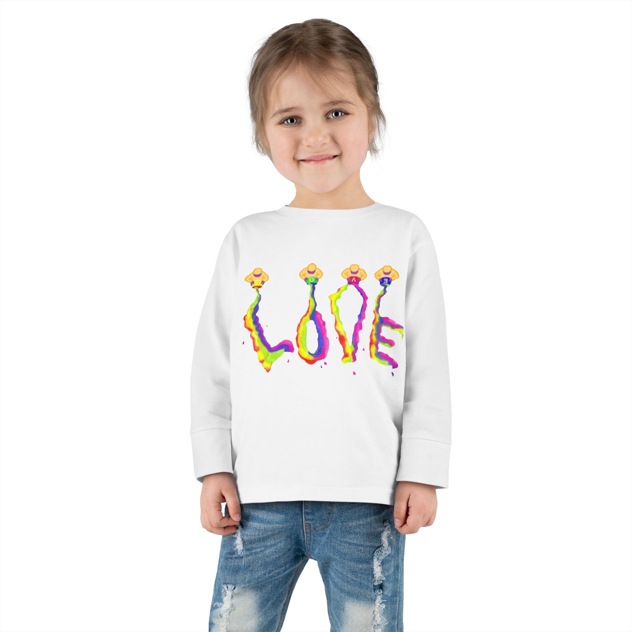 Toddler Long Sleeve Tee - It's All About Love in Bright Colors by Studio Blitz