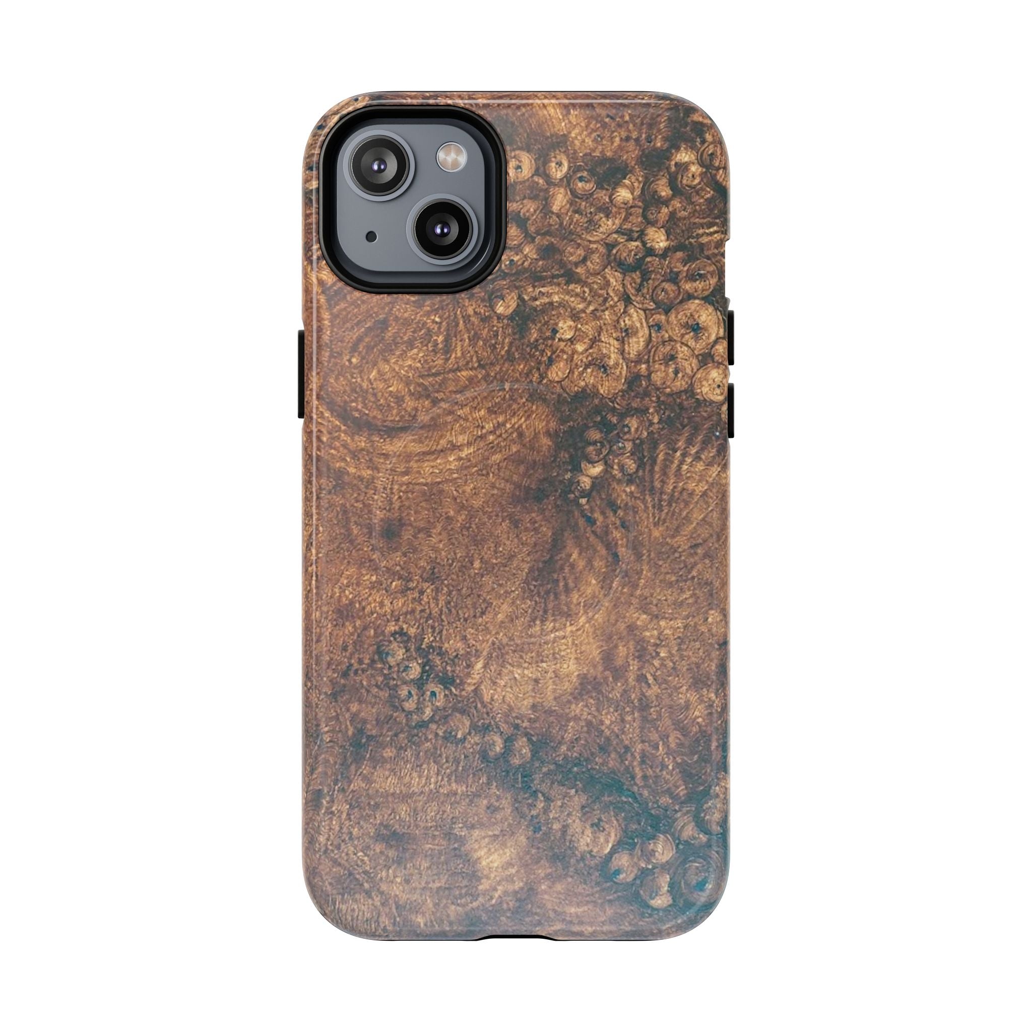 Durable Magnetic Phone Case with Unique Burl Wood Art Design by Studio Blitz that will make people take notice.