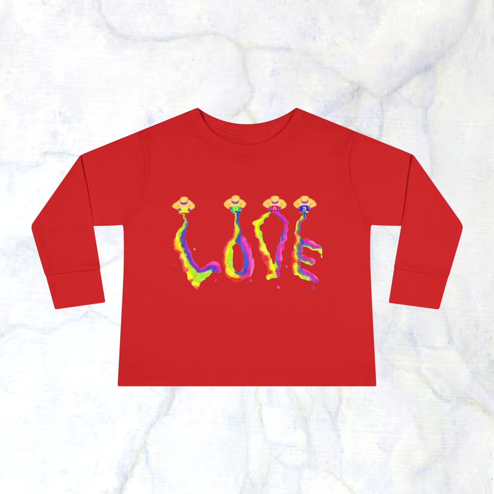 Toddler Long Sleeve Tee - It's All About Love in Bright Colors by Studio Blitz