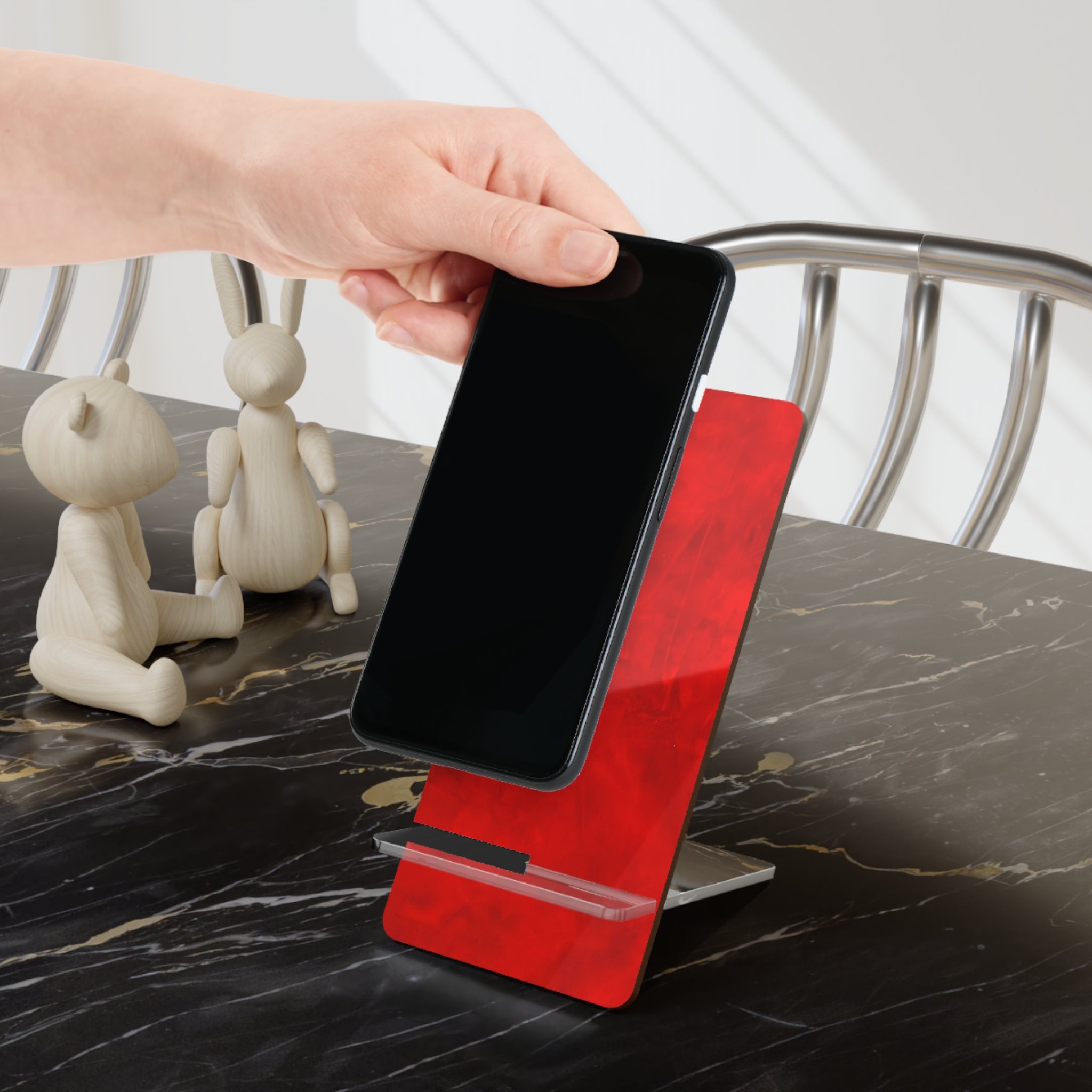 Eye Catching Phone Stand - Leather-like Red Display Stand by Studio Blitz
