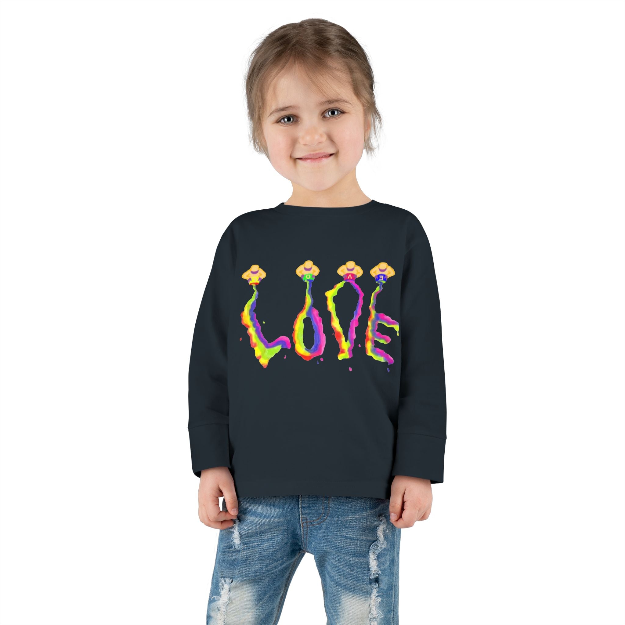 Toddler Long Sleeve Tee - It's All About Love in Bright Colors by Studio Blitz