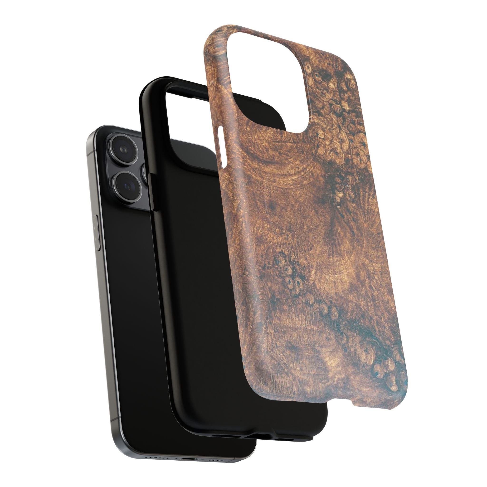 Durable Magnetic Phone Case with Unique Burl Wood Art Design by Studio Blitz that will make people take notice.