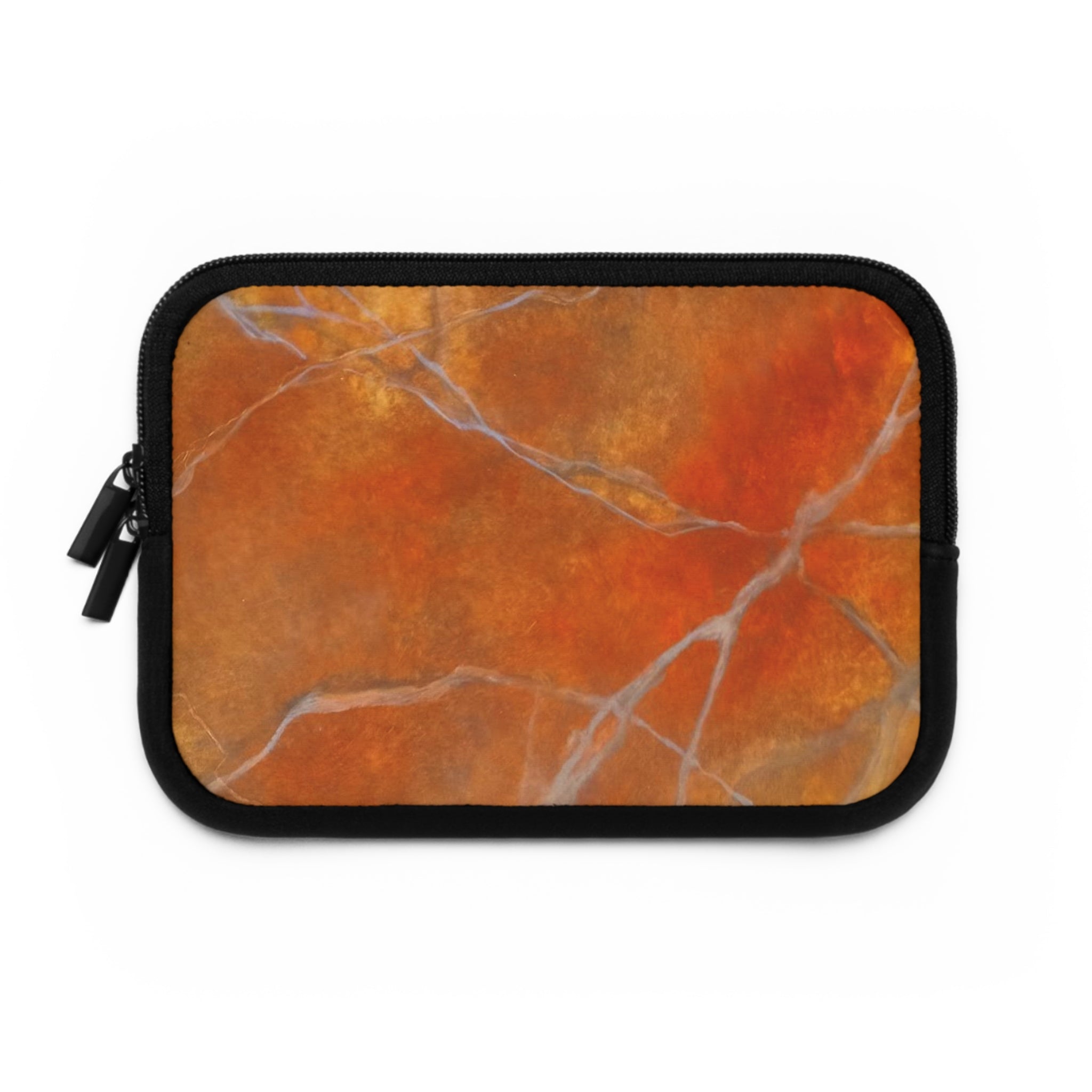 Stylish Laptop Sleeve in Red/Orange Modern Marble Design by Studio Blitz