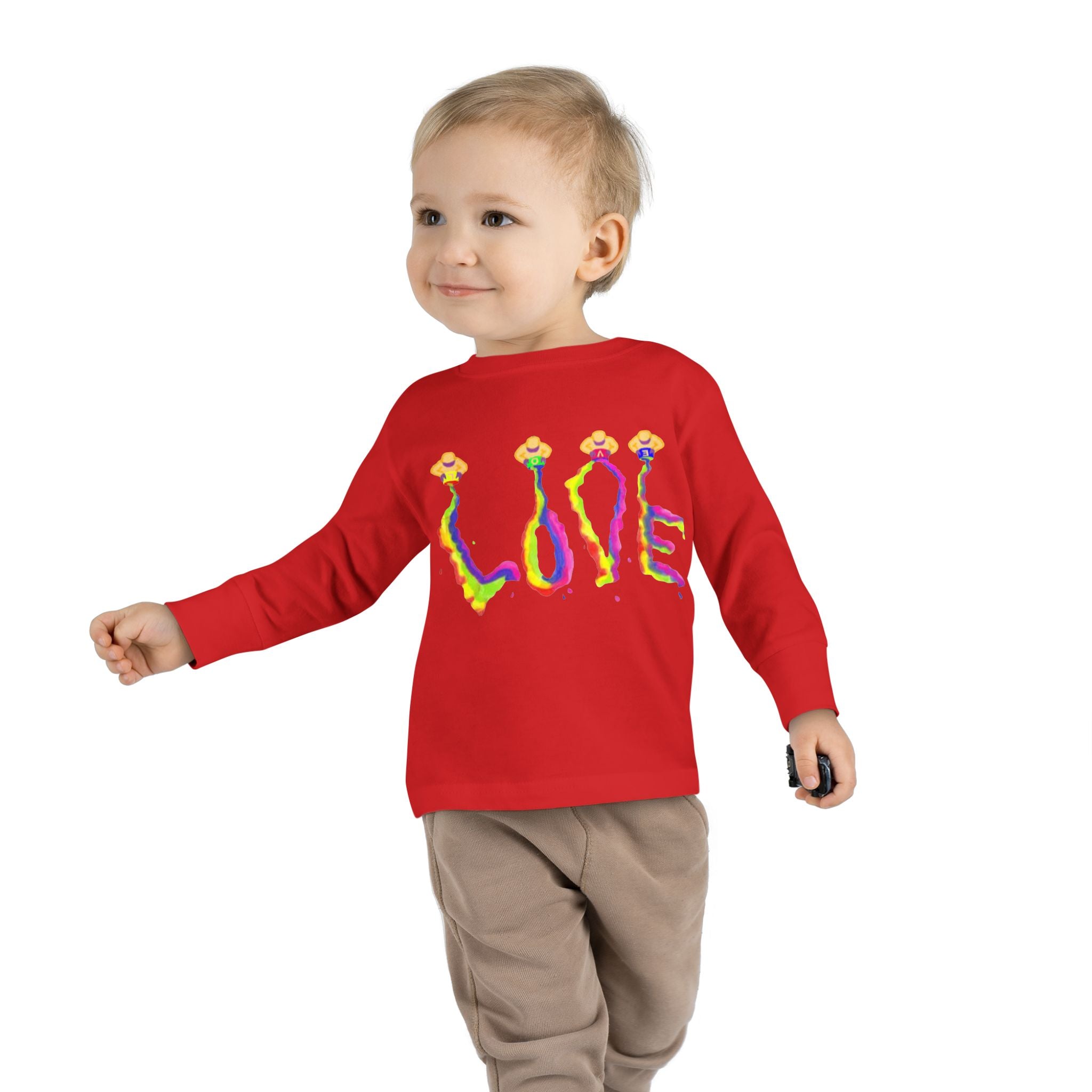 Toddler Long Sleeve Tee - It's All About Love in Bright Colors by Studio Blitz
