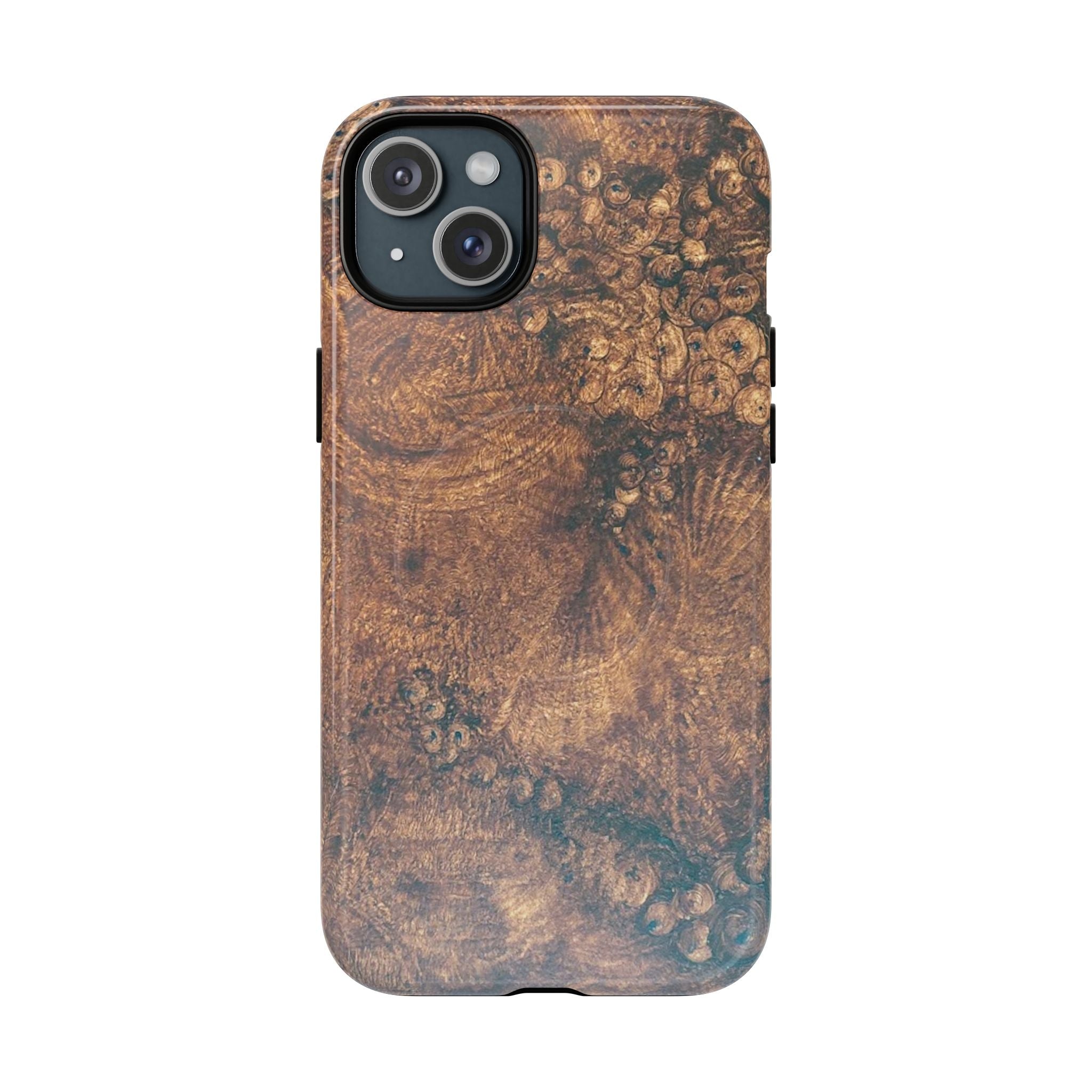 Durable Magnetic Phone Case with Unique Burl Wood Art Design by Studio Blitz that will make people take notice.