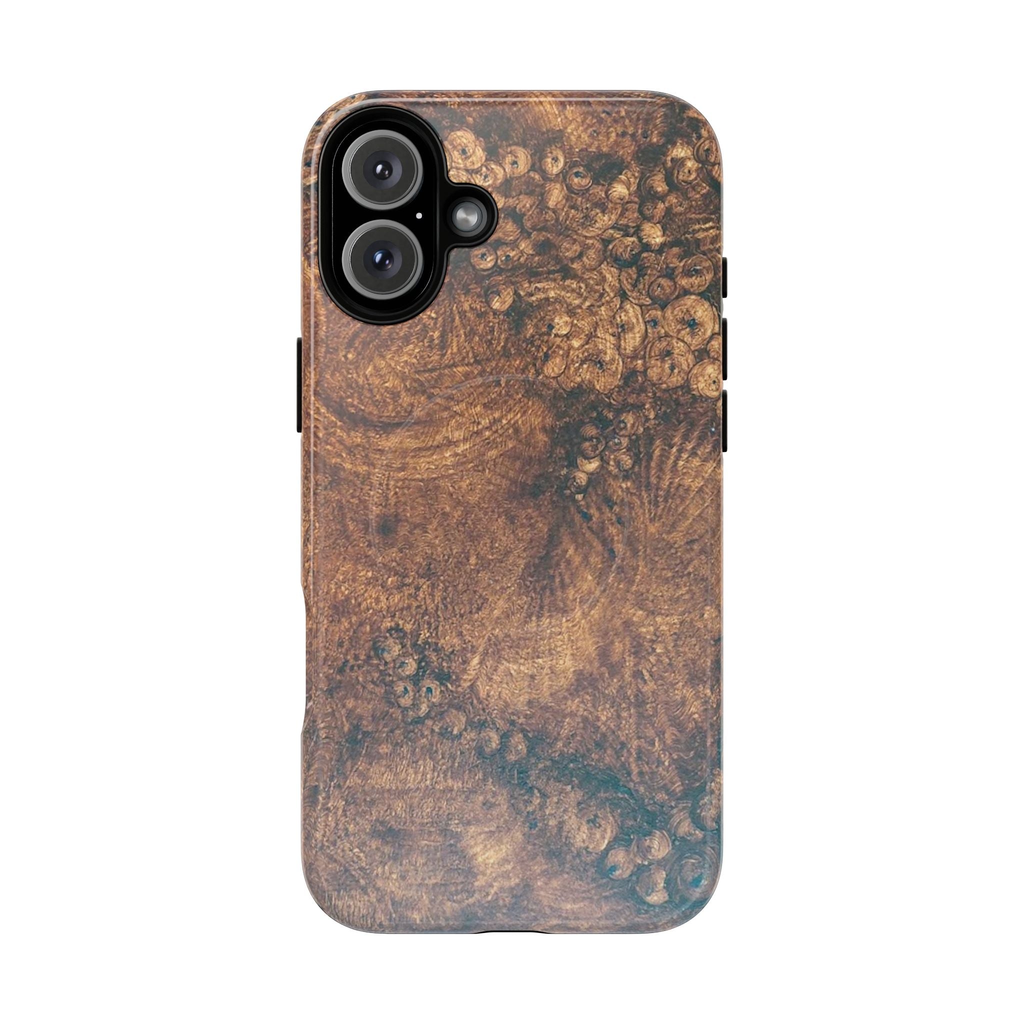 Durable Magnetic Phone Case with Unique Burl Wood Art Design by Studio Blitz that will make people take notice.