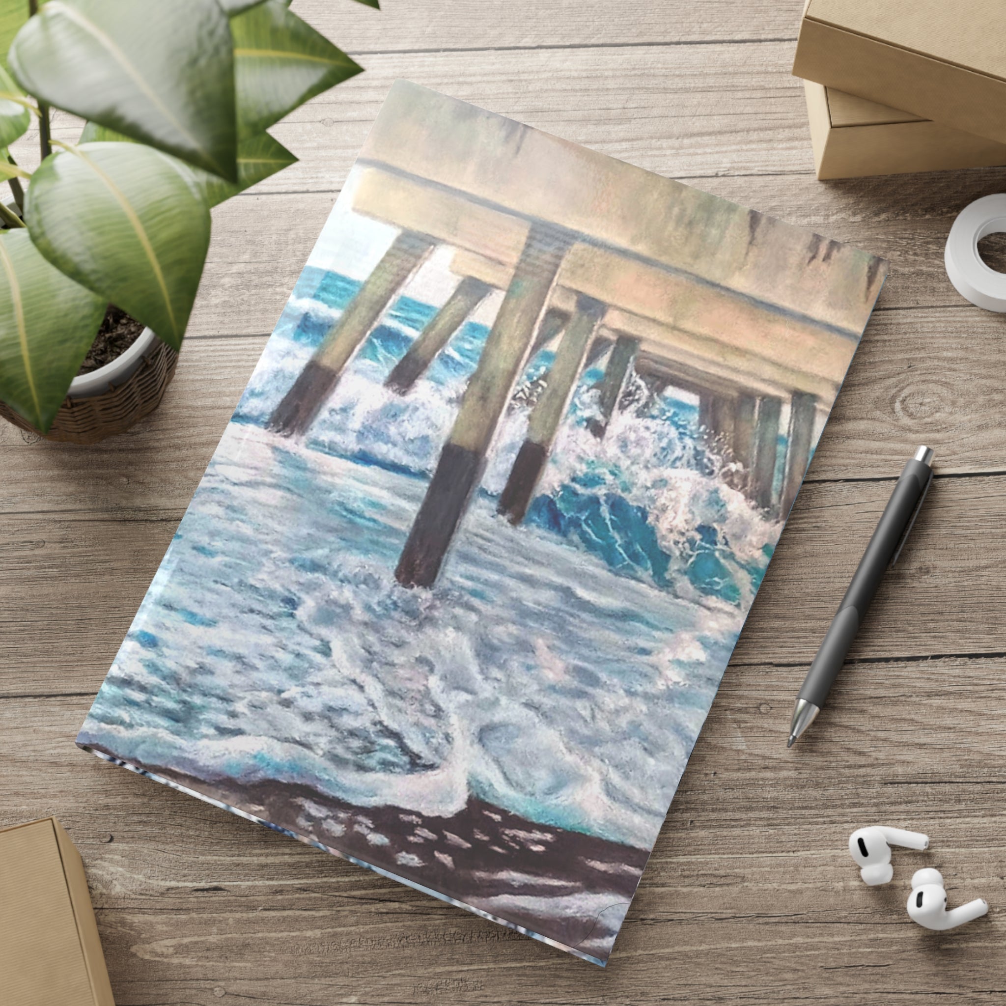 Stunning Ocean-Themed Hardcover Notebook painted by Studio Blitz
