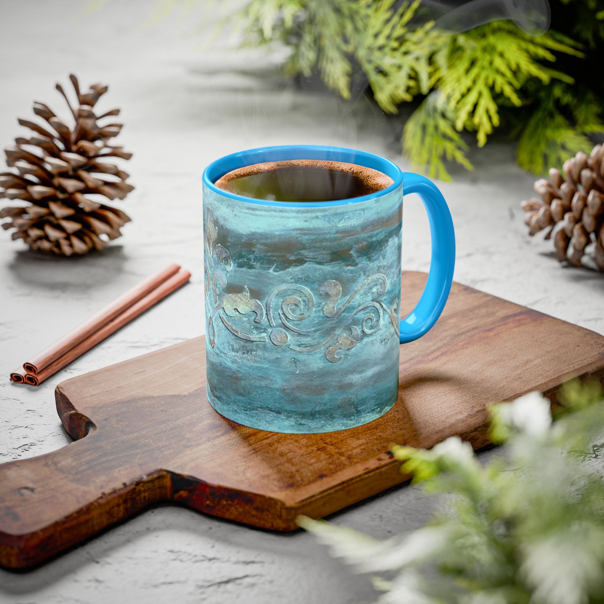 Artistically painted scrolled Mugs by Studio Blitz
