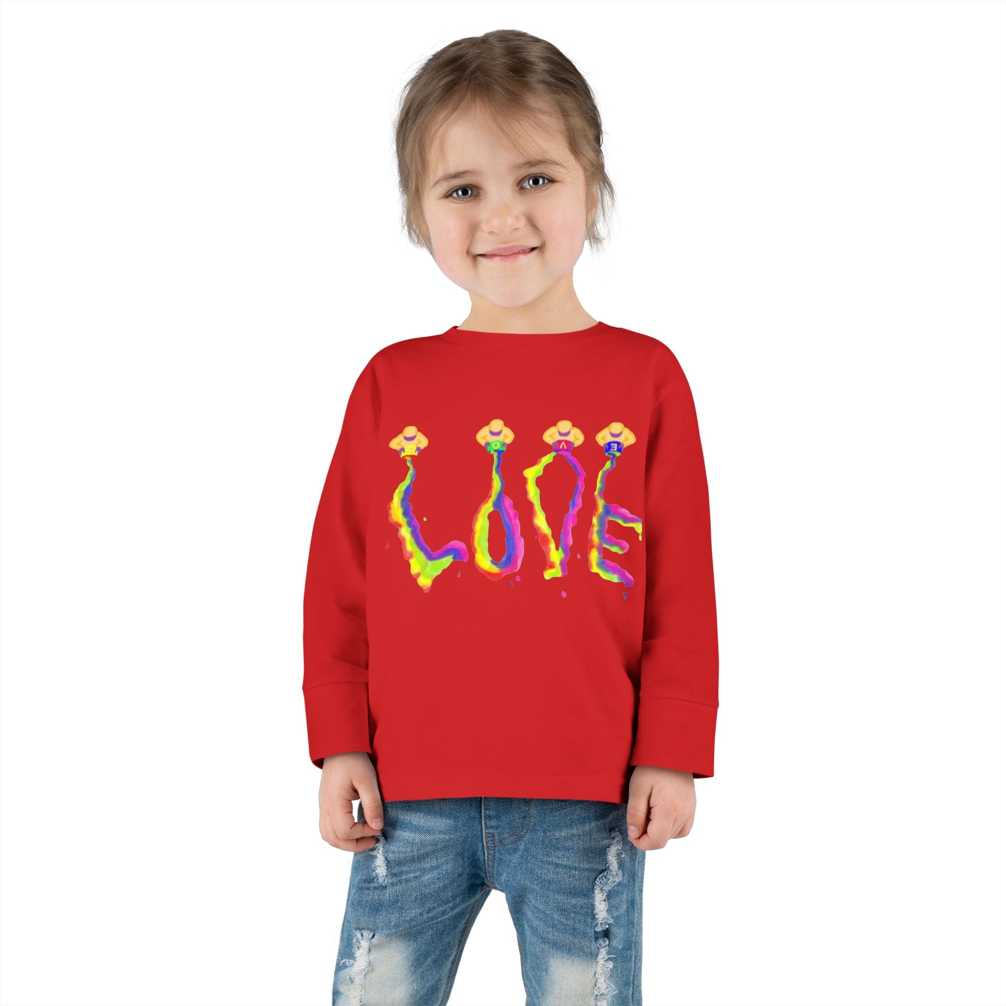Toddler Long Sleeve Tee - It's All About Love in Bright Colors by Studio Blitz