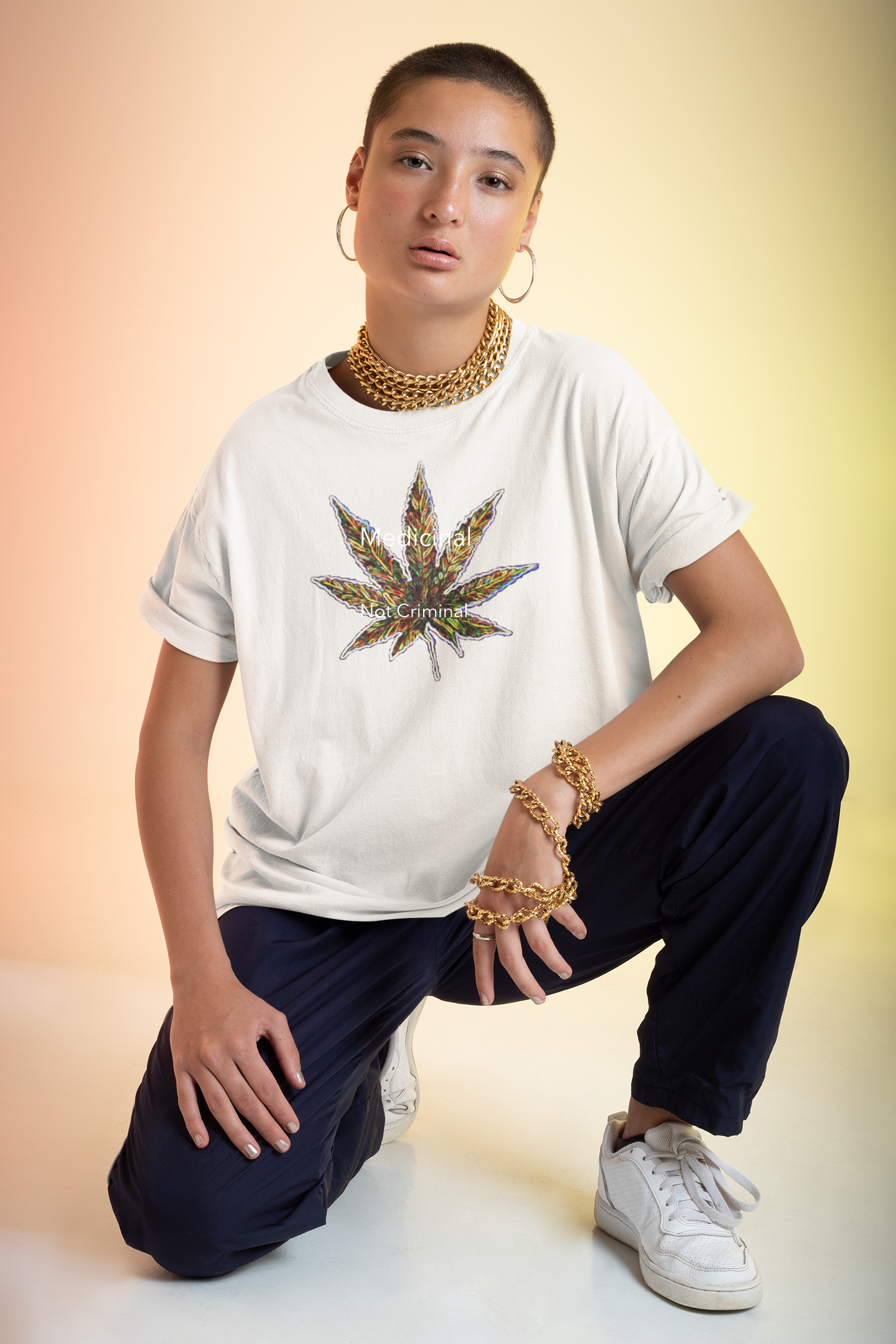 Unisex Colorful Cannabis T-Shirt designed by Studio Blitz