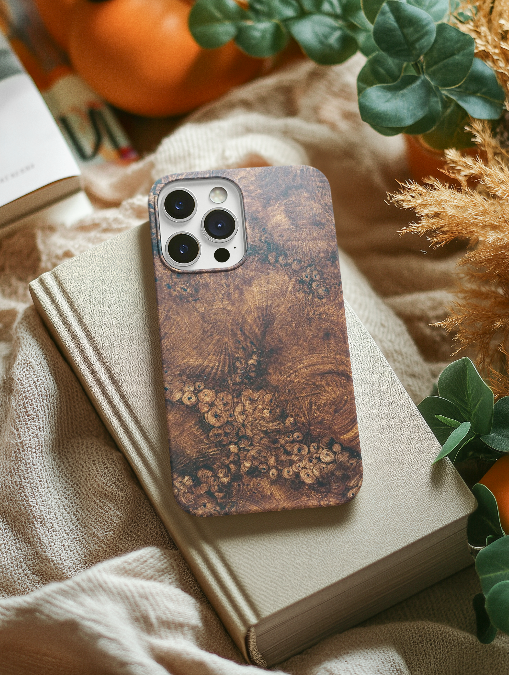 Durable Magnetic Phone Case with Unique Burl Wood Art Design by Studio Blitz that will make people take notice.