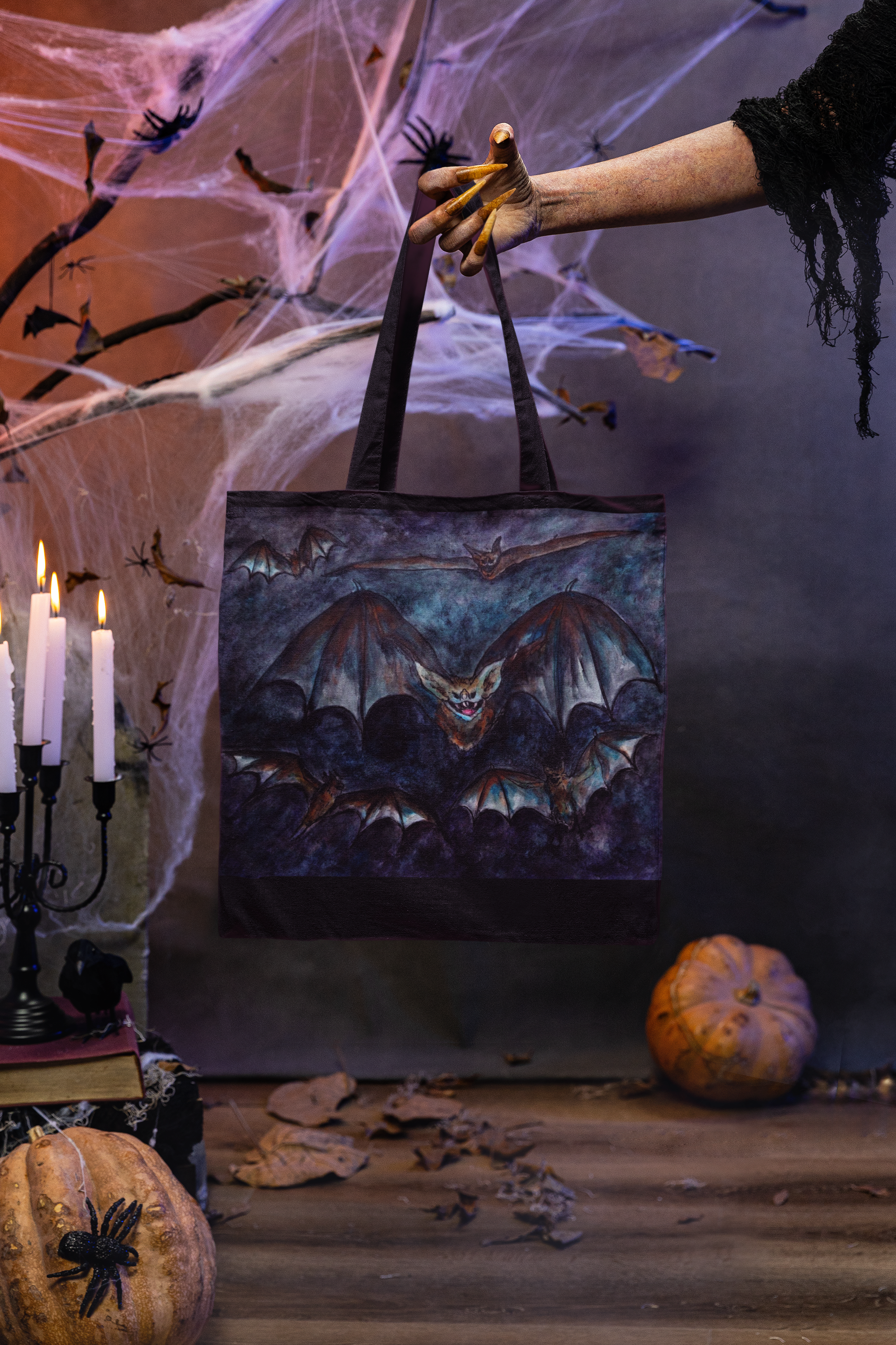 Spooky  Bat Halloween Tote Bag designed by Studio Blitz
