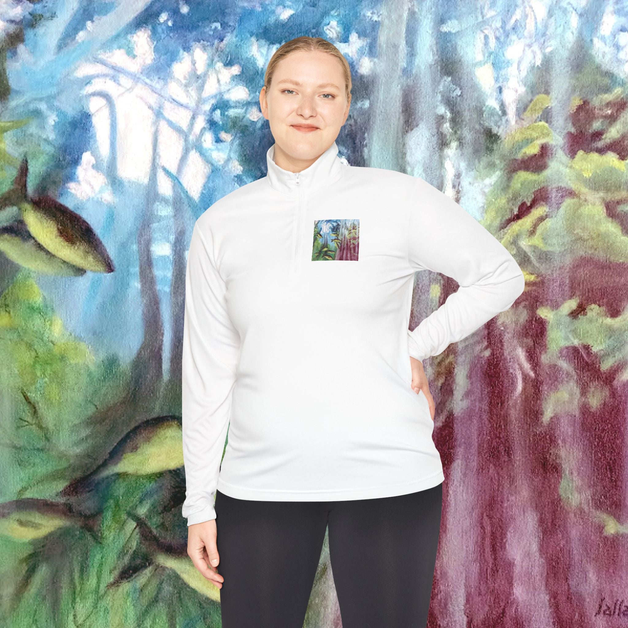 Nature-Inspired Quarter-Zip Pullover Painted by Studio Blitz