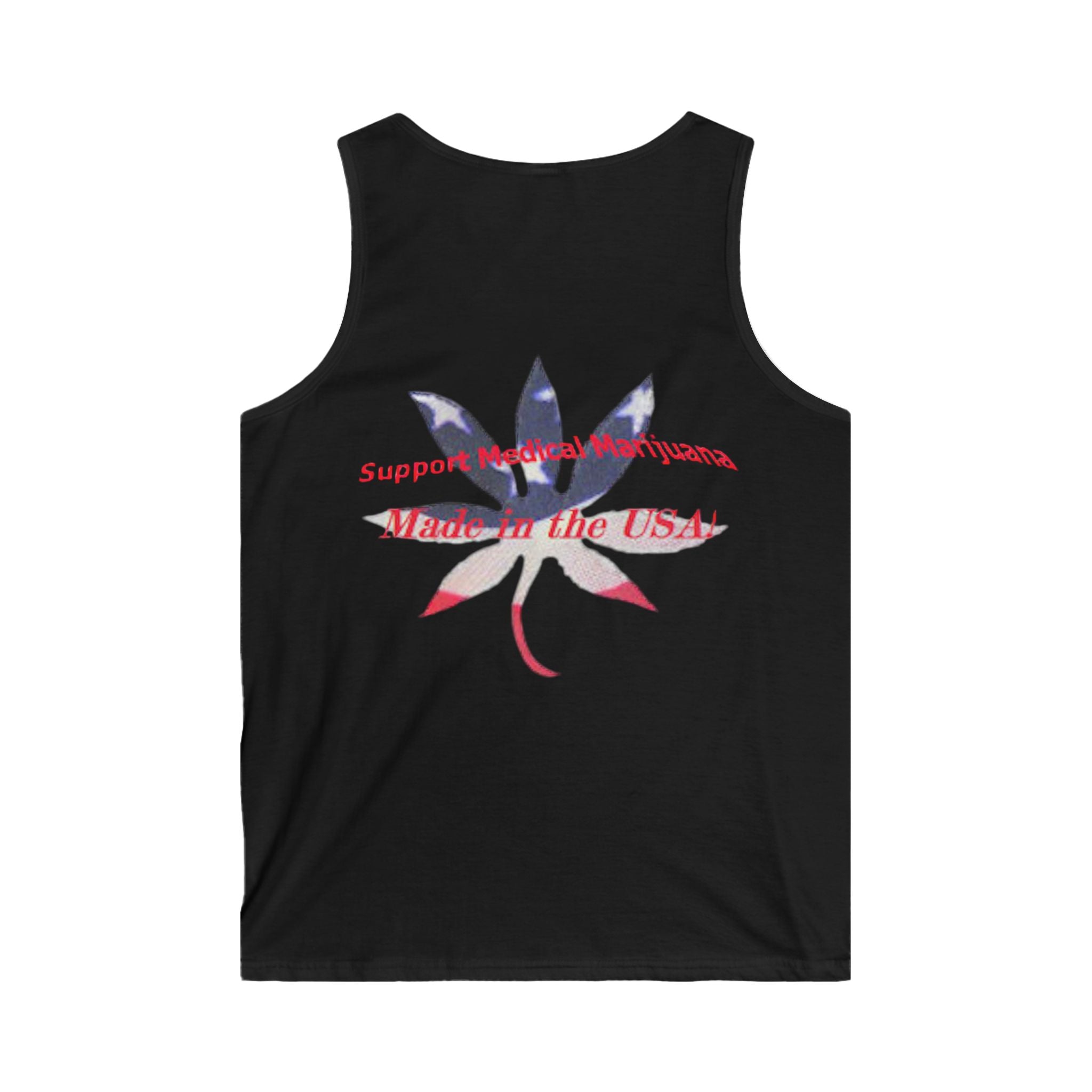 Tank Top - Support Medical Marijuana USA Red White Blue Leaf Image