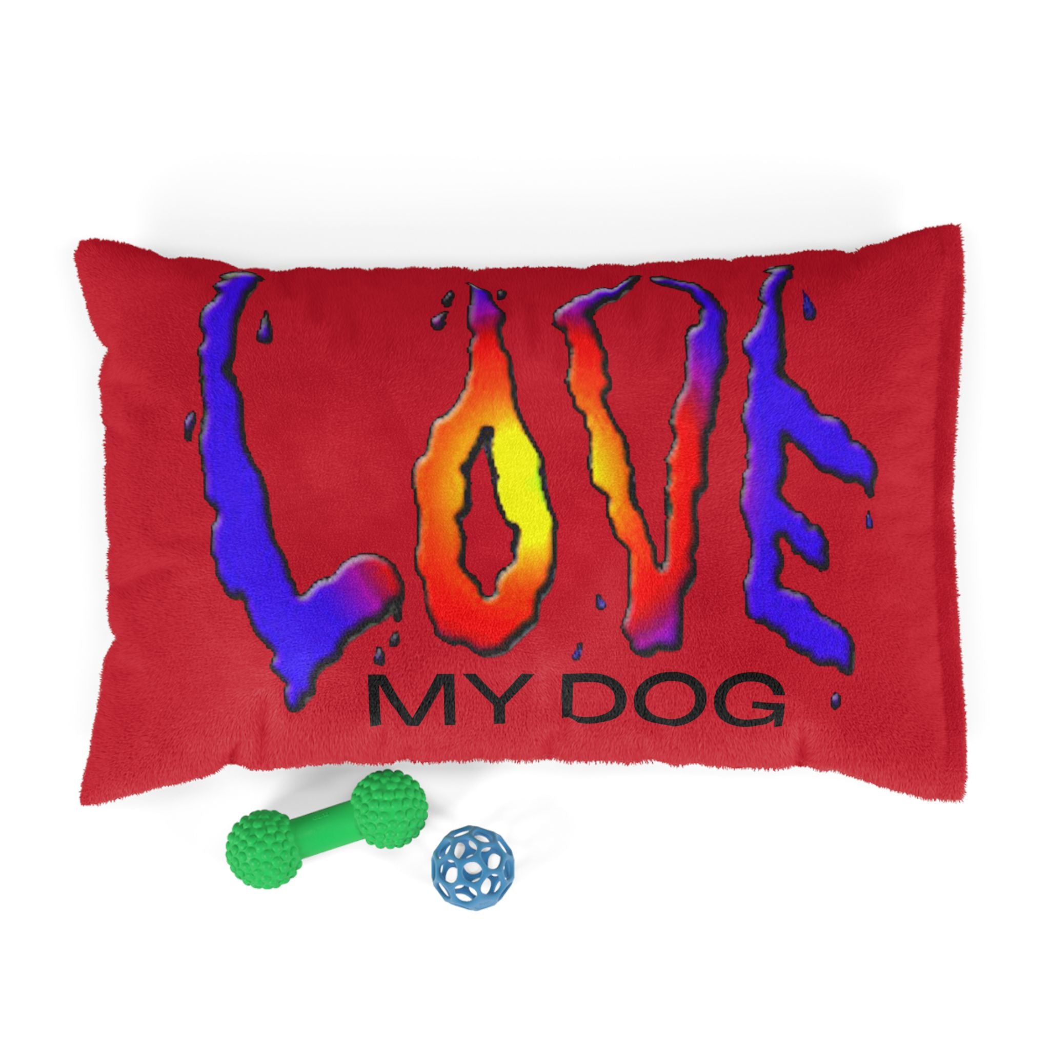 Vibrant Red Dog Bed -  Comfy with LOVE Art Design by Studio Blitz