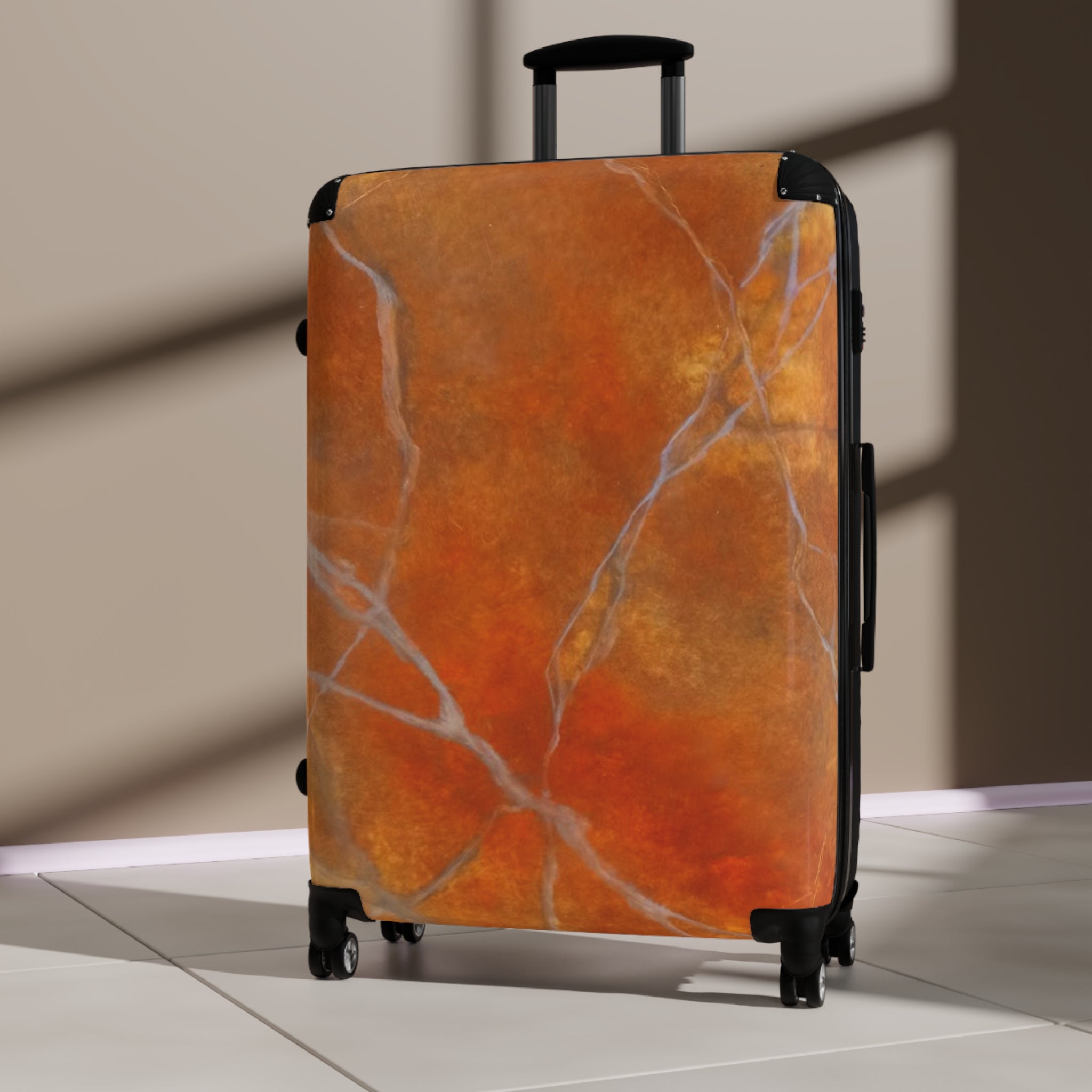 Suitcase - Red/Orange Marble Design by Studio Blitz