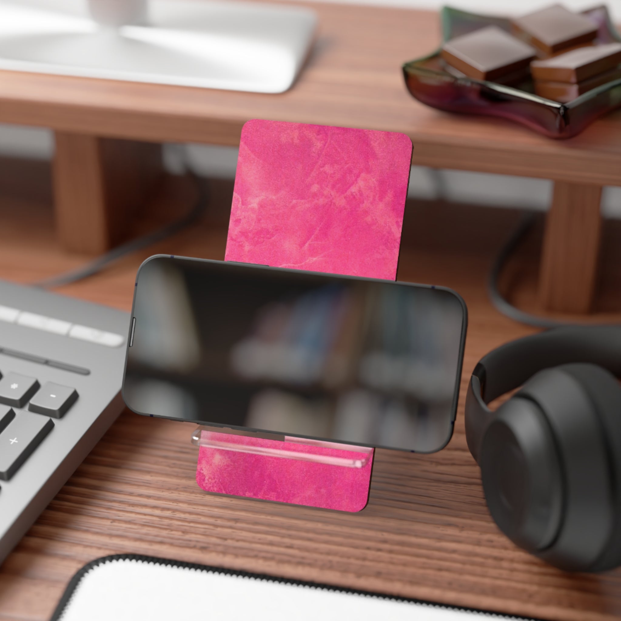 Smartphone Stand, Hot Pink Marble Design by Studio Blitz